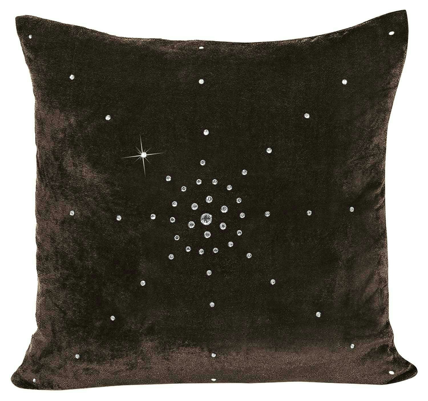 Intimates Light Luxury Soft Velvet Stud Gem Detail Cushion - 56Cm X 56Cm - Chocolate