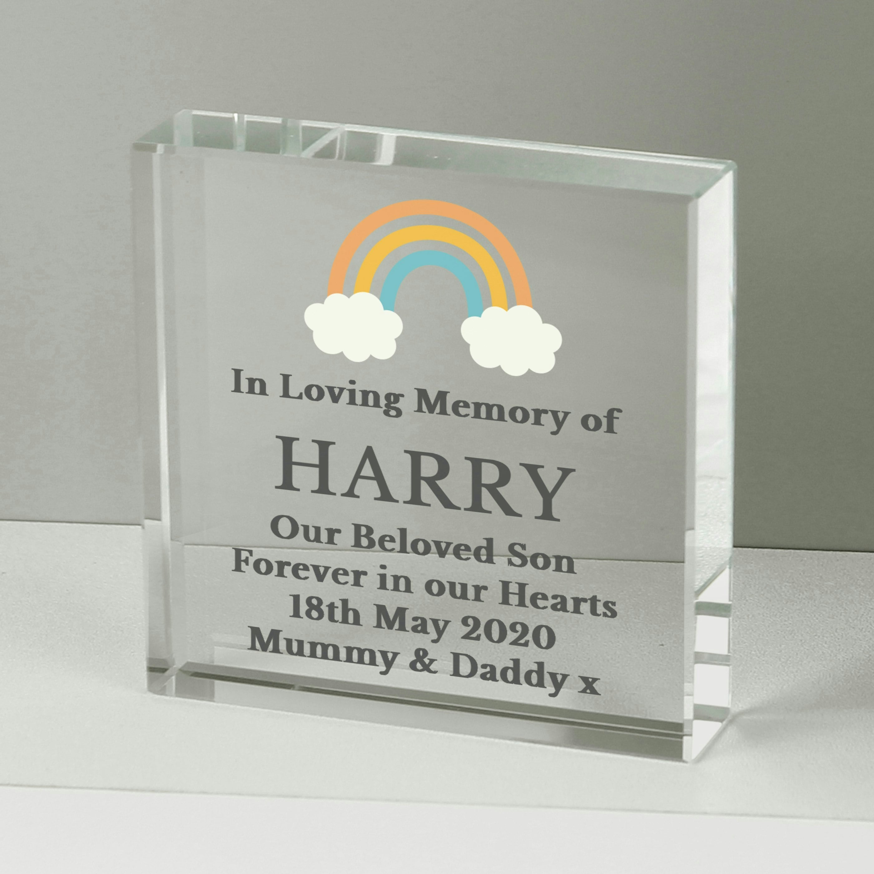 Personalised Memento Company Light Personalised Rainbow Memorial Crystal Token