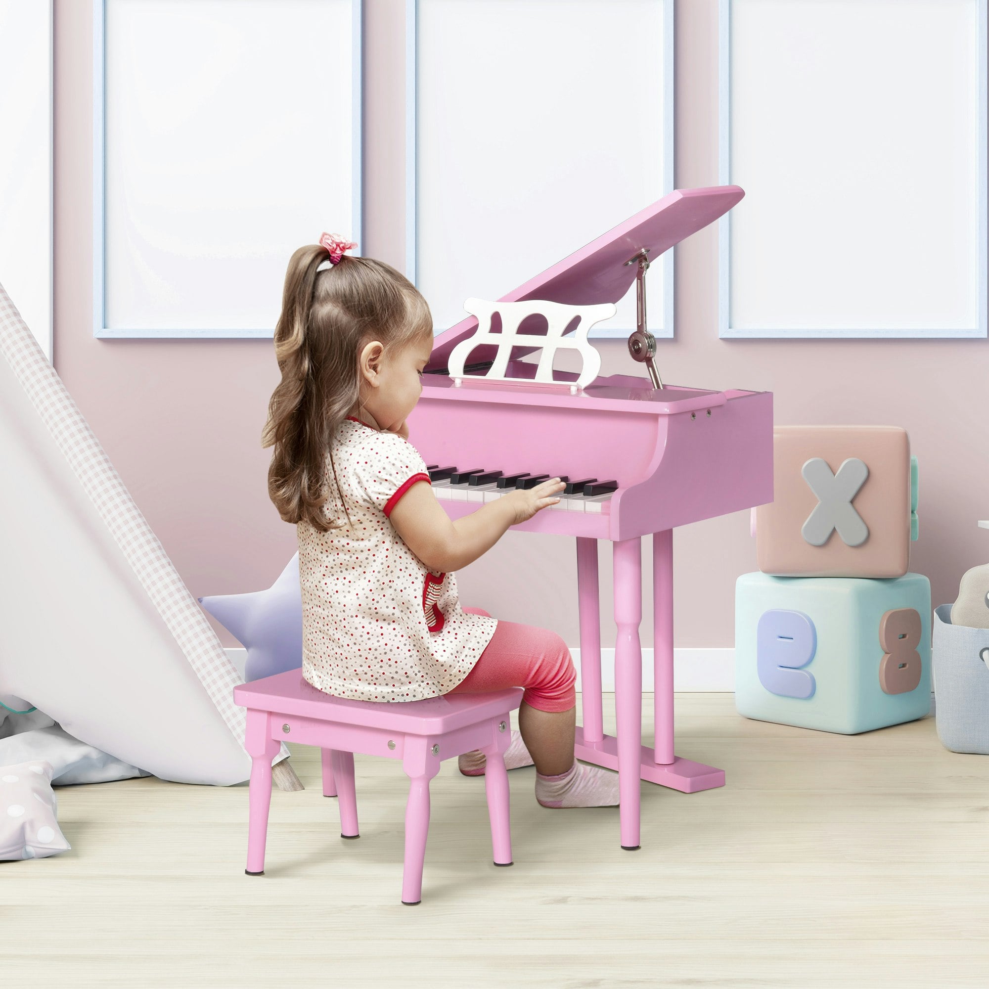 Homcom 30 Keys Mini Kids Piano With Music Stand And Bench Best Gifts Toy
