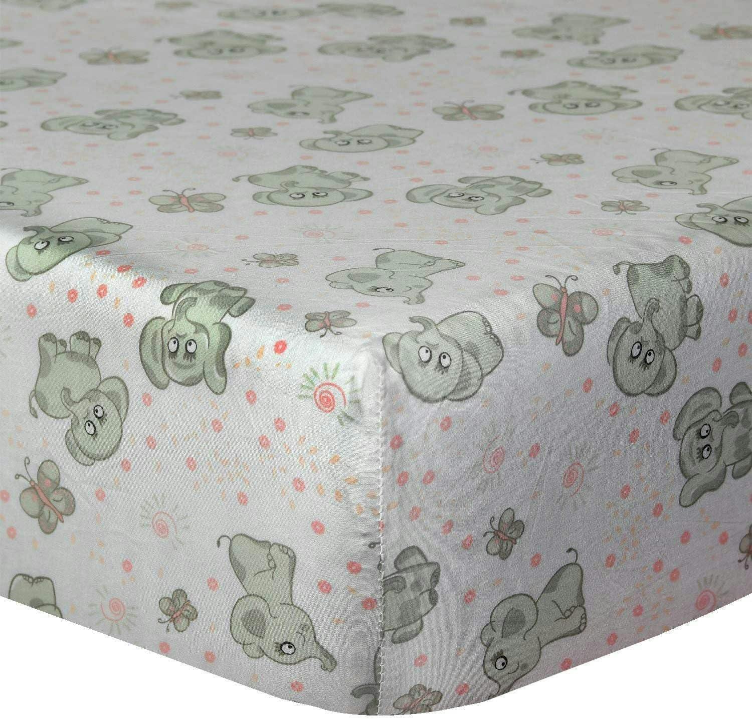 Smart Living Nursery Happy Elephant Crib Fitted Sheet - One Size