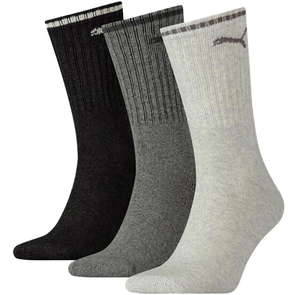 Puma Grey 3-Pack Stripe Sports Socks, Mix - Eur 39-42