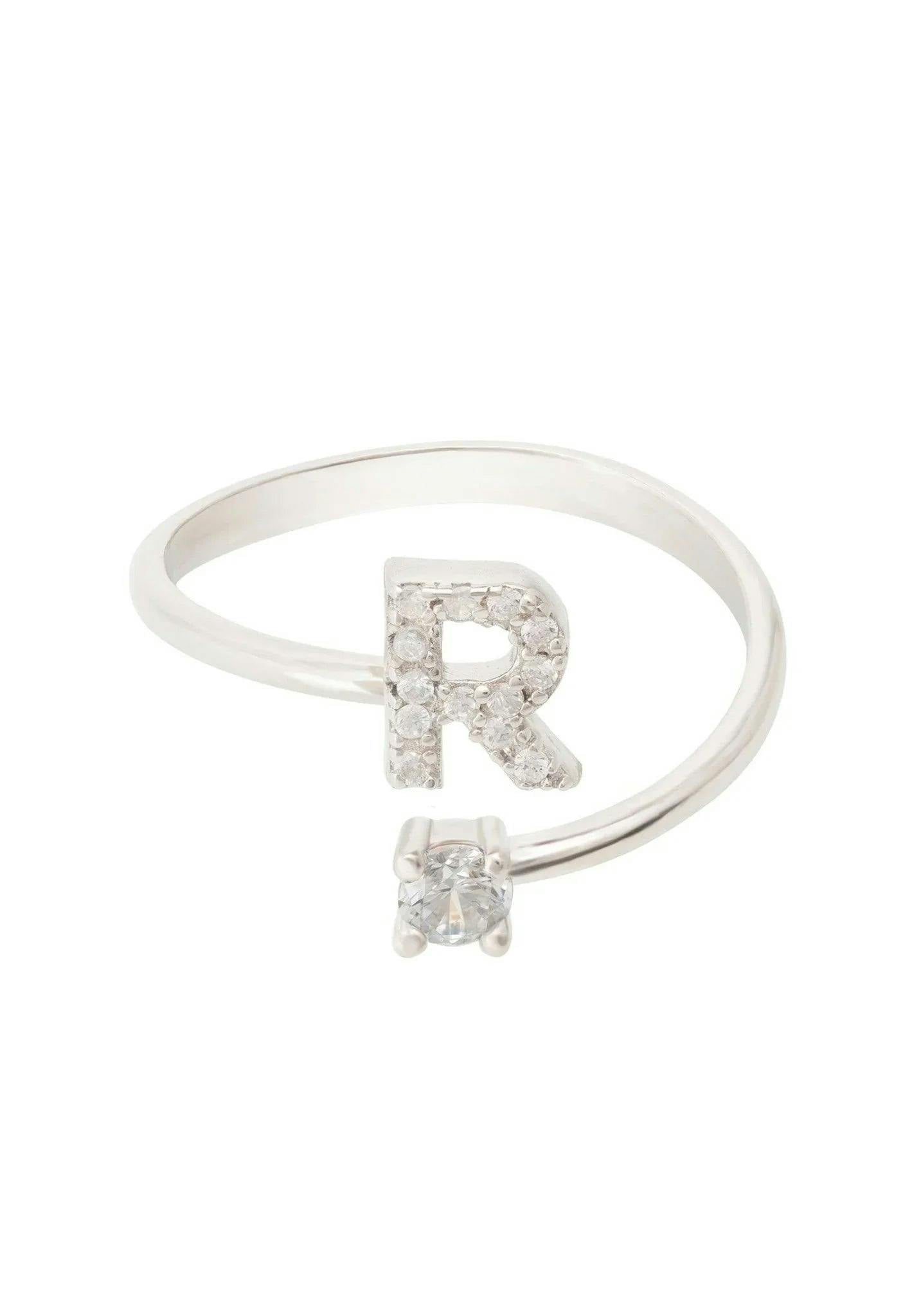 Latelita Silver Initial Ring R