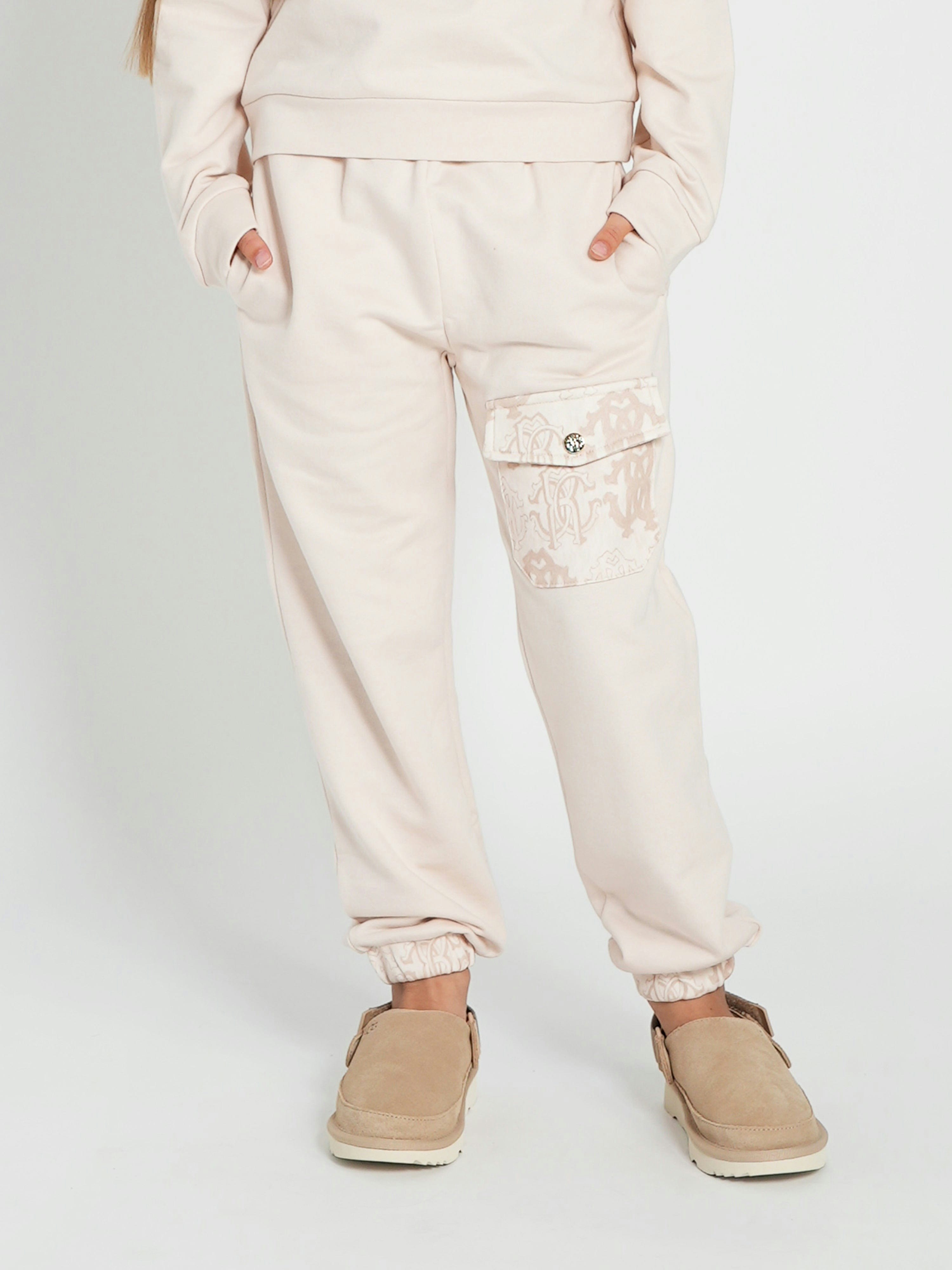 Roberto Cavalli Girls Beige Logo Joggers In - 12 Yrs