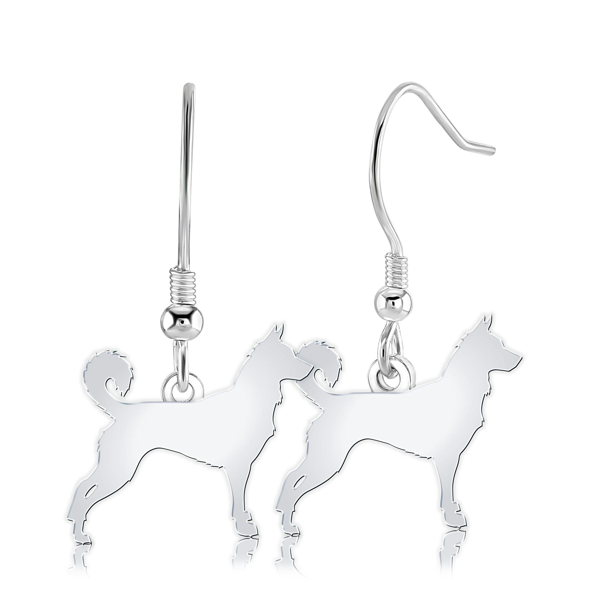 Mylee London Silver Canaan Dog Silhouette Earrings - No - Hook