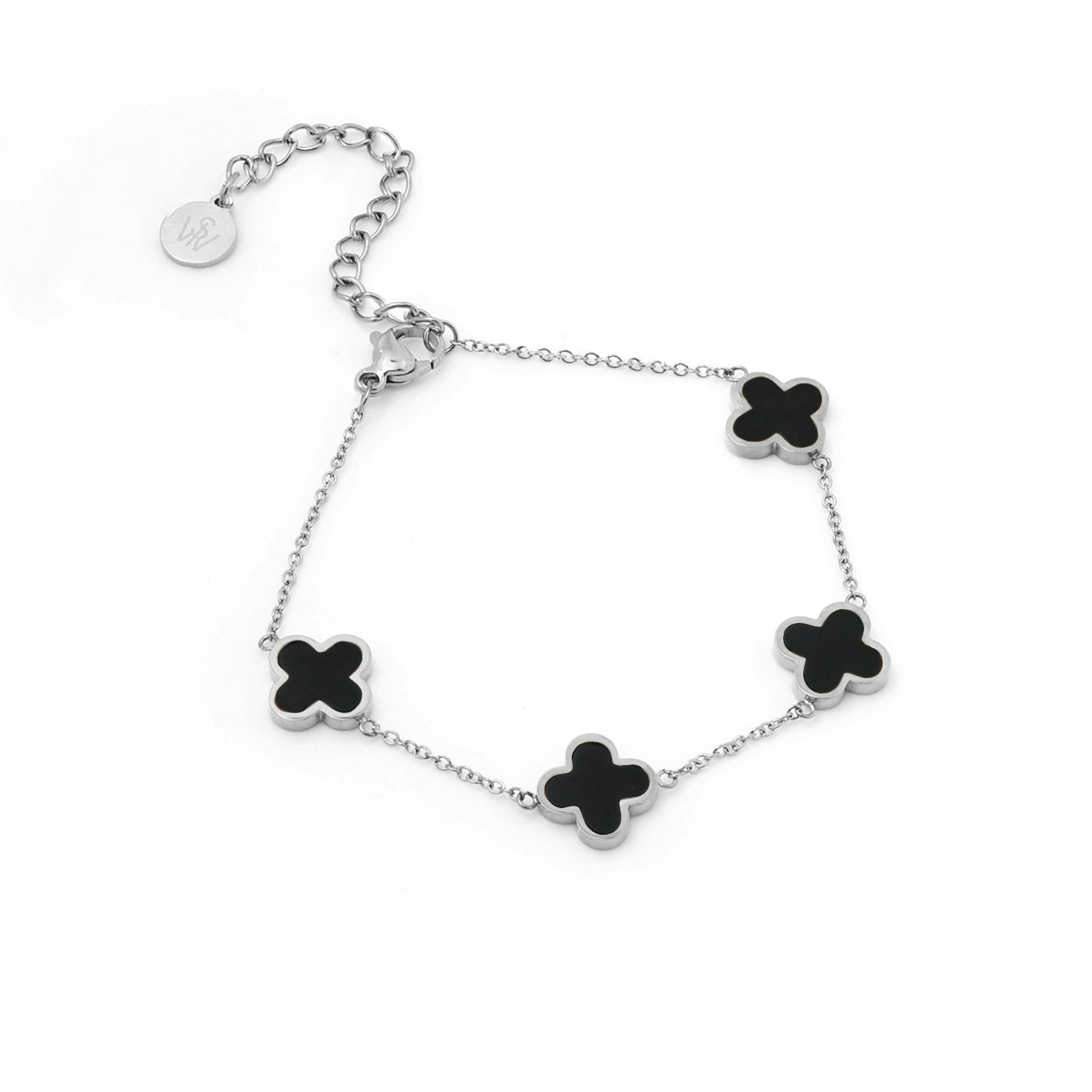 Say It With Silver Graphite Crystal Clover Bracelet