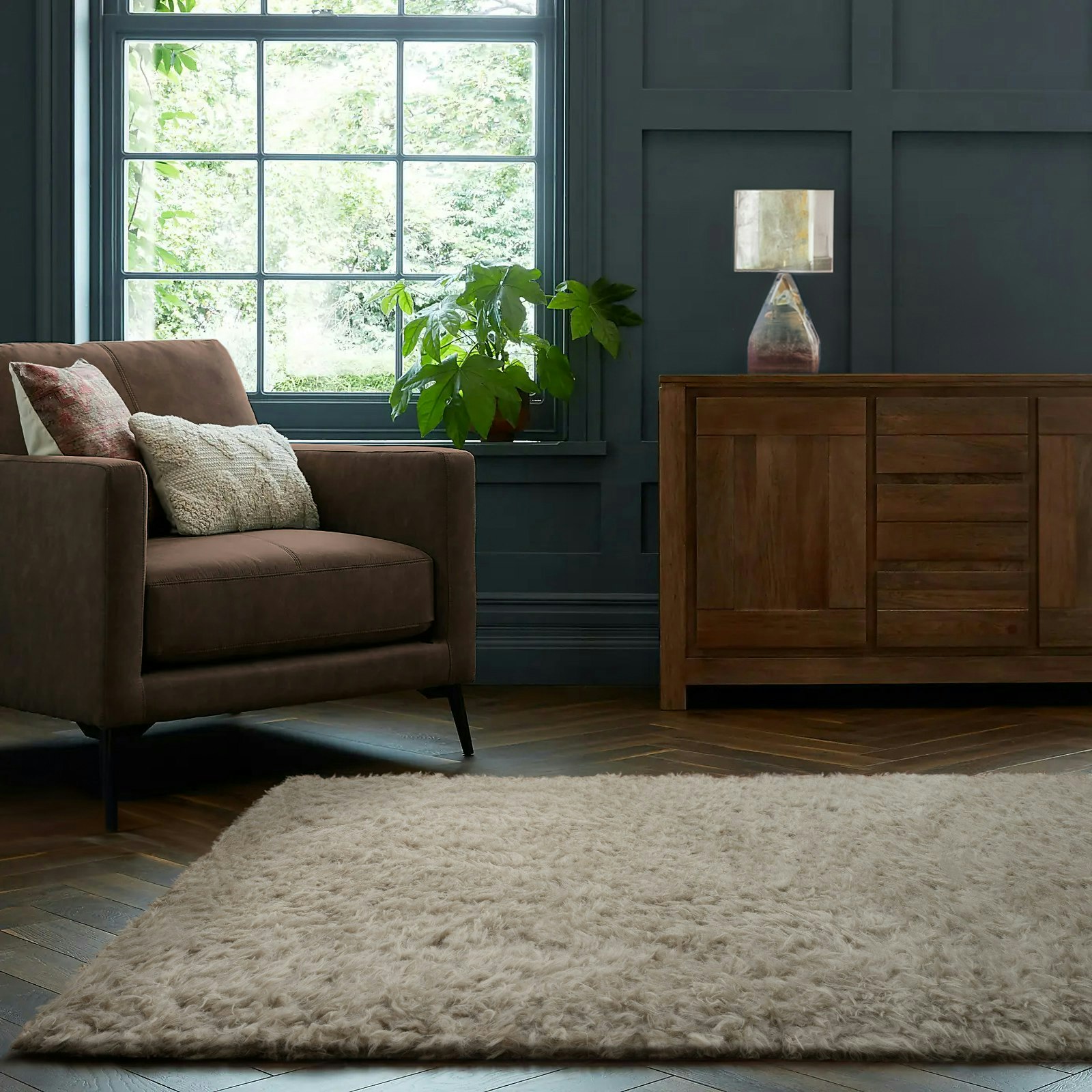 Rackhams Cream Montana Fluffy Rug - 120 X 170