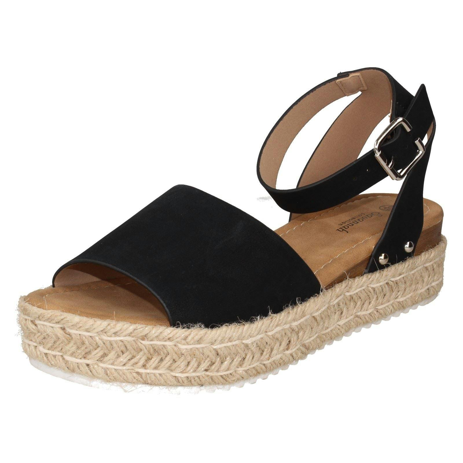 Savannah Women's Black Wedge Mule Wide Fit Sandals F12039 - Uk 4