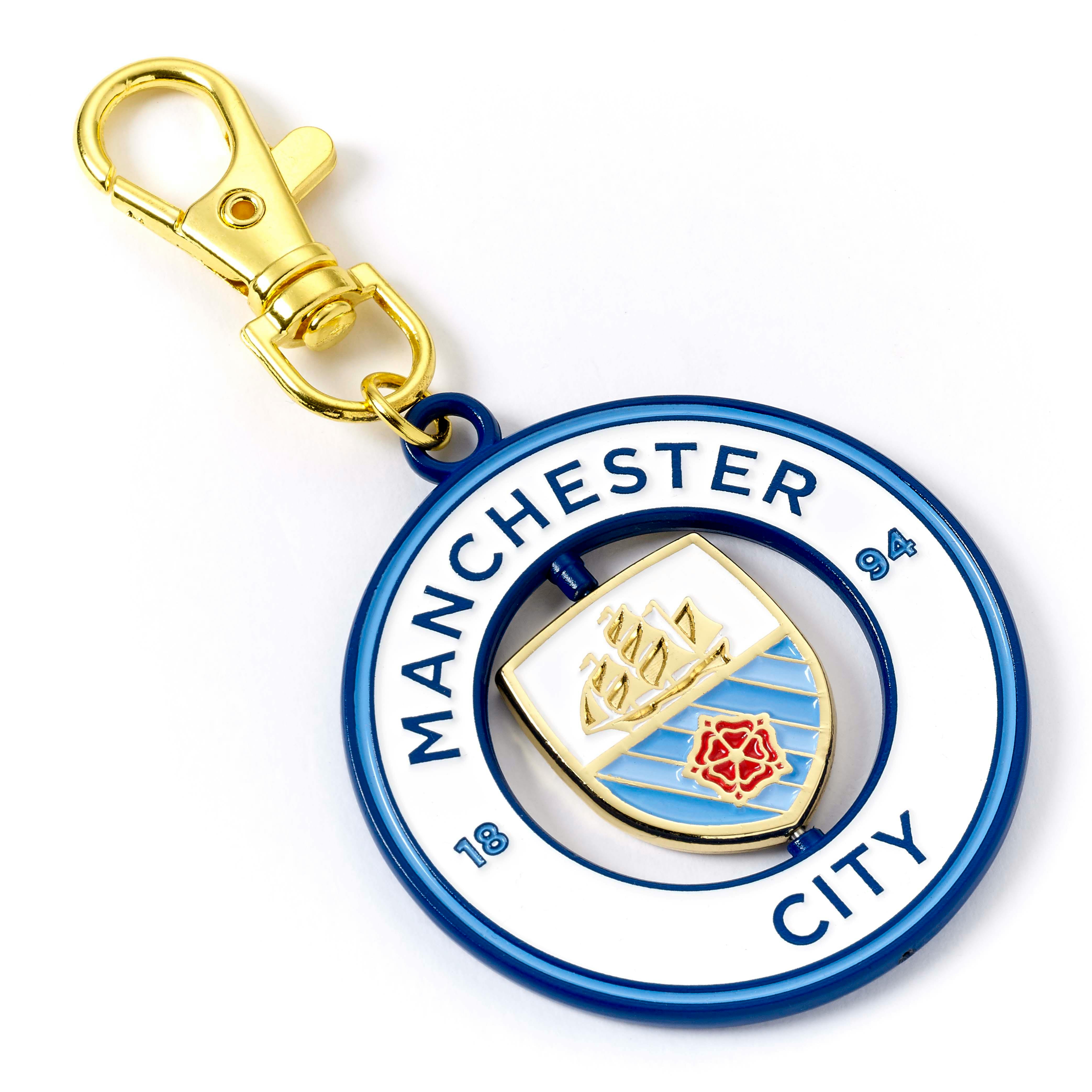 The Carat Shop Gold Manchester City Football Club Spinning Logo Backpack Hanger