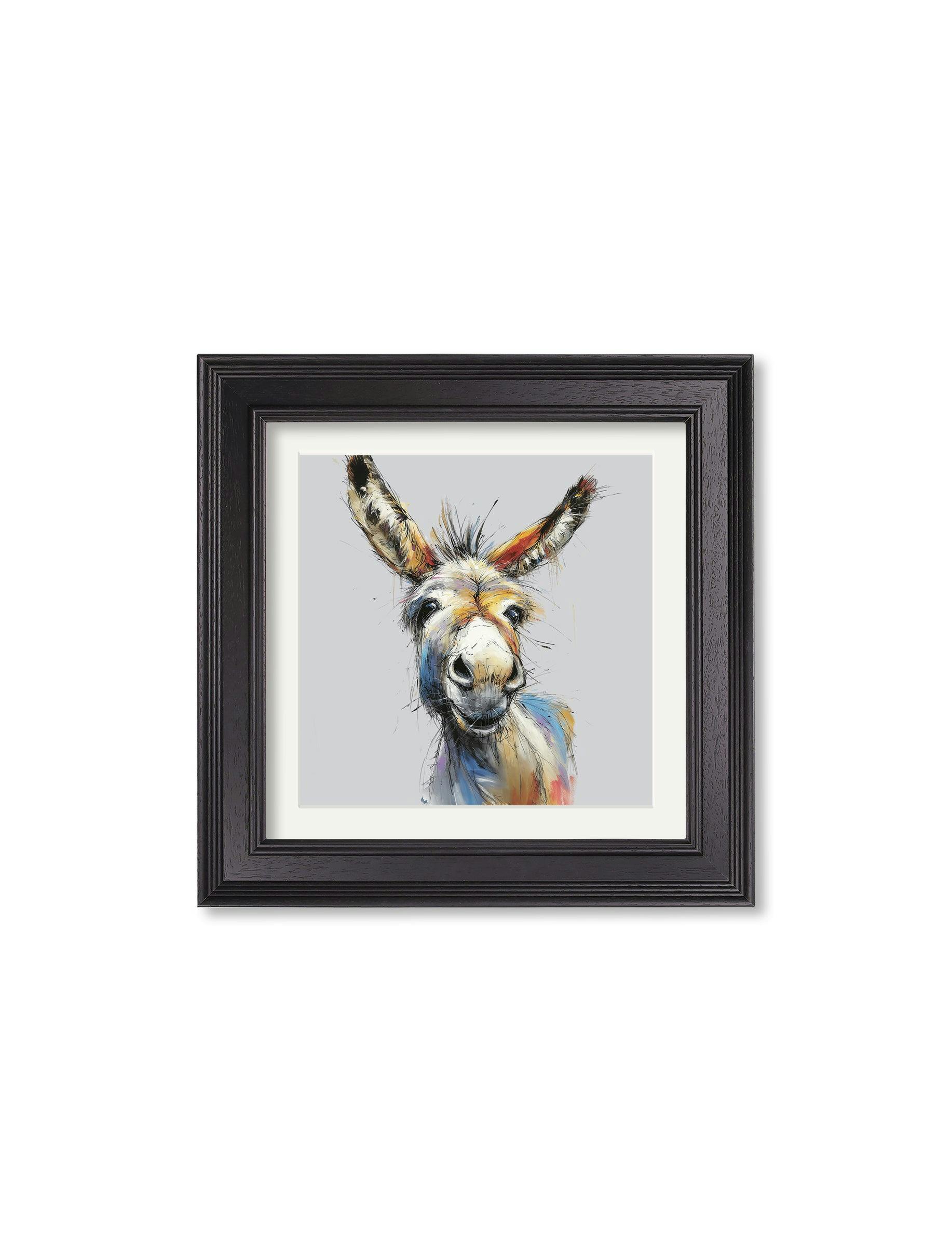 Rackhams Black Donkey Jack & Jennet Cosy Sketch - Hurstwood Square Frame - Donkey Jack - 44 X 44 Cm - Hurstwood Square