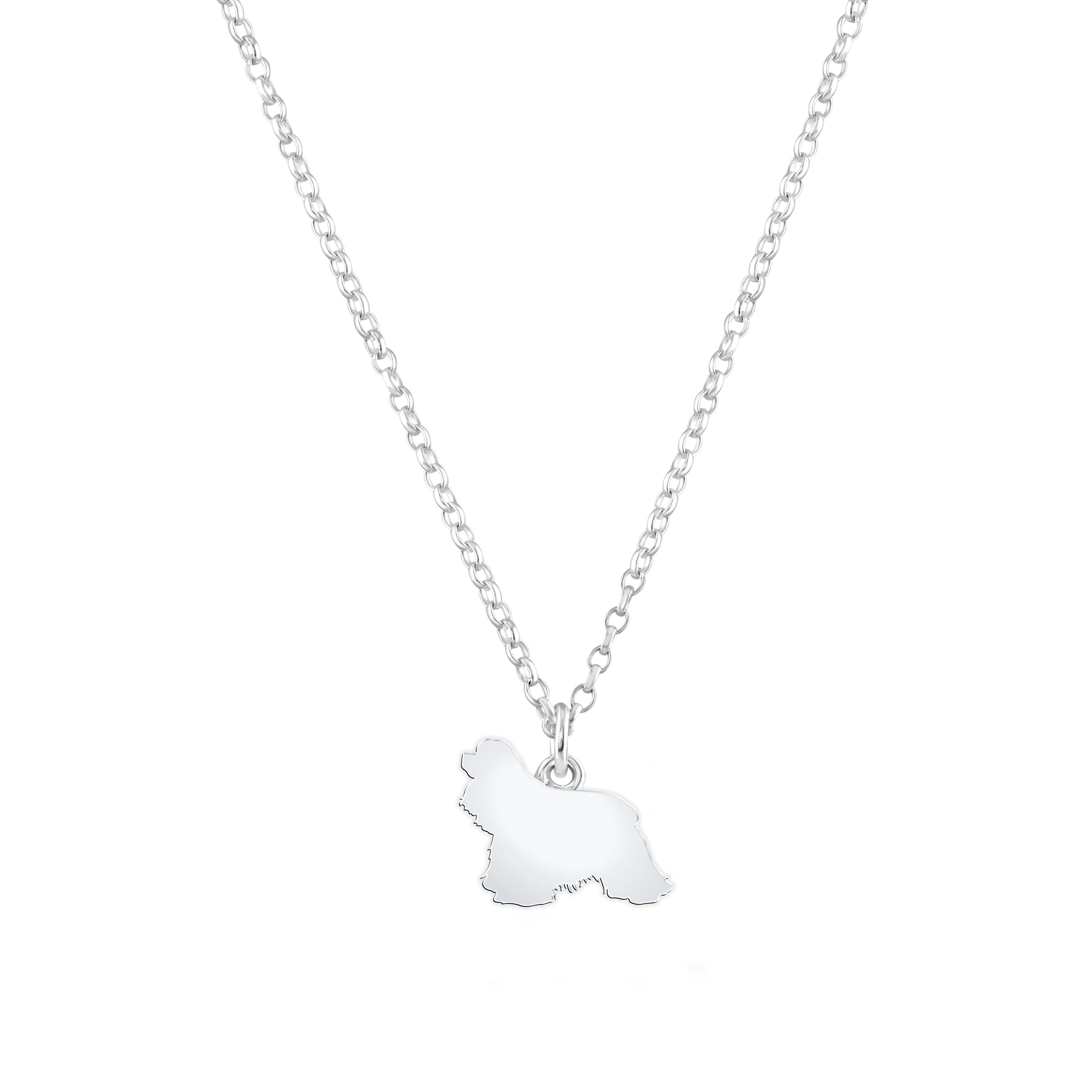 Mylee London Silver American Cocker Spaniel Silhouette Necklace - Personalised - No