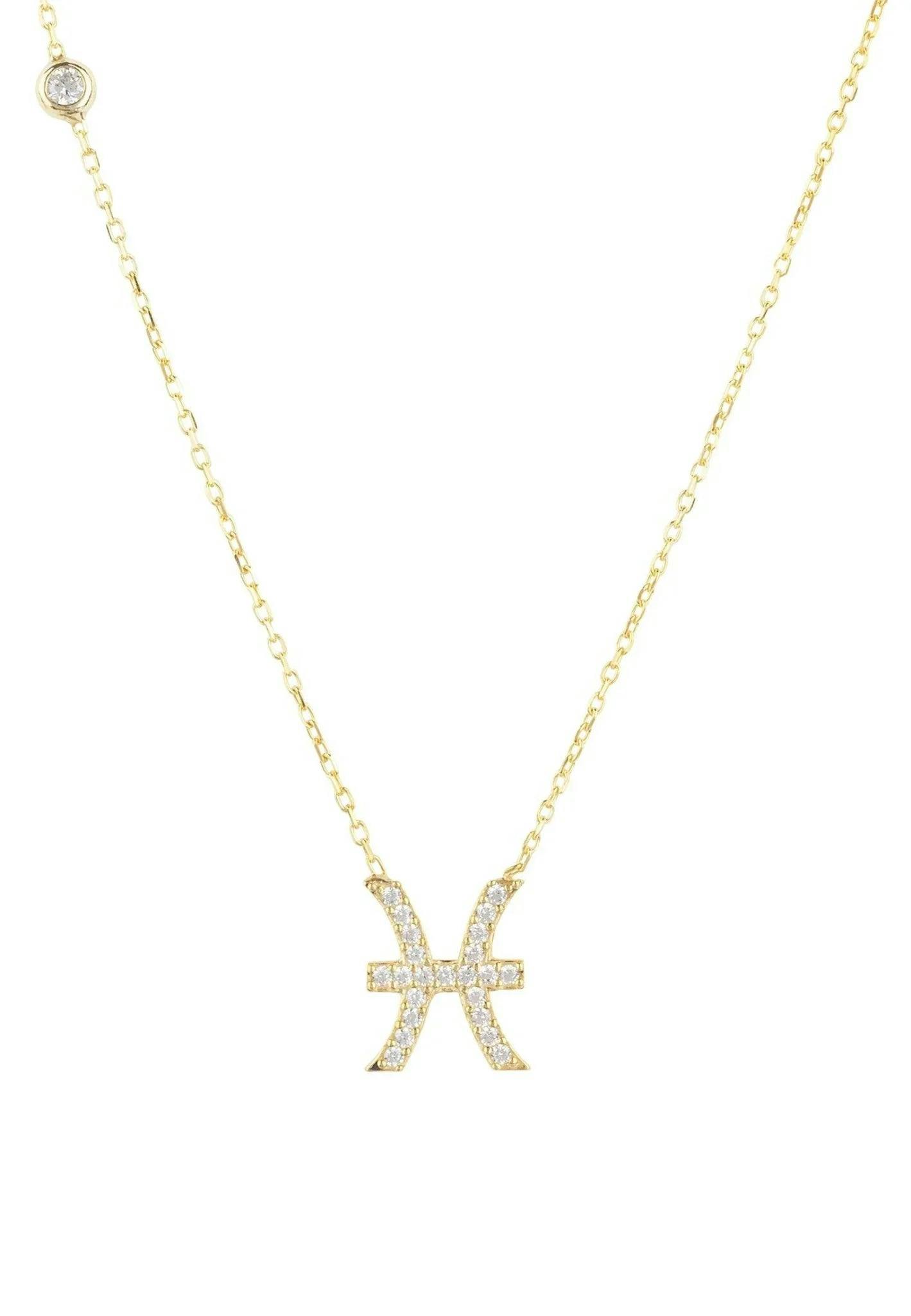 Latelita Gold Zodiac Star Sign Pendant Necklace Pisces