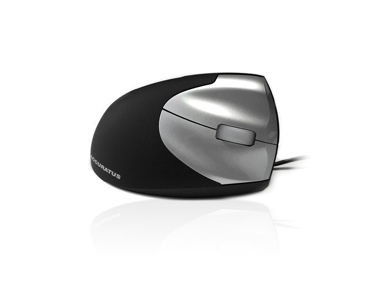 Accuratus Silver/Black Upright 2 - Usb Upright Vertical Mouse To Help Prevent Rsi