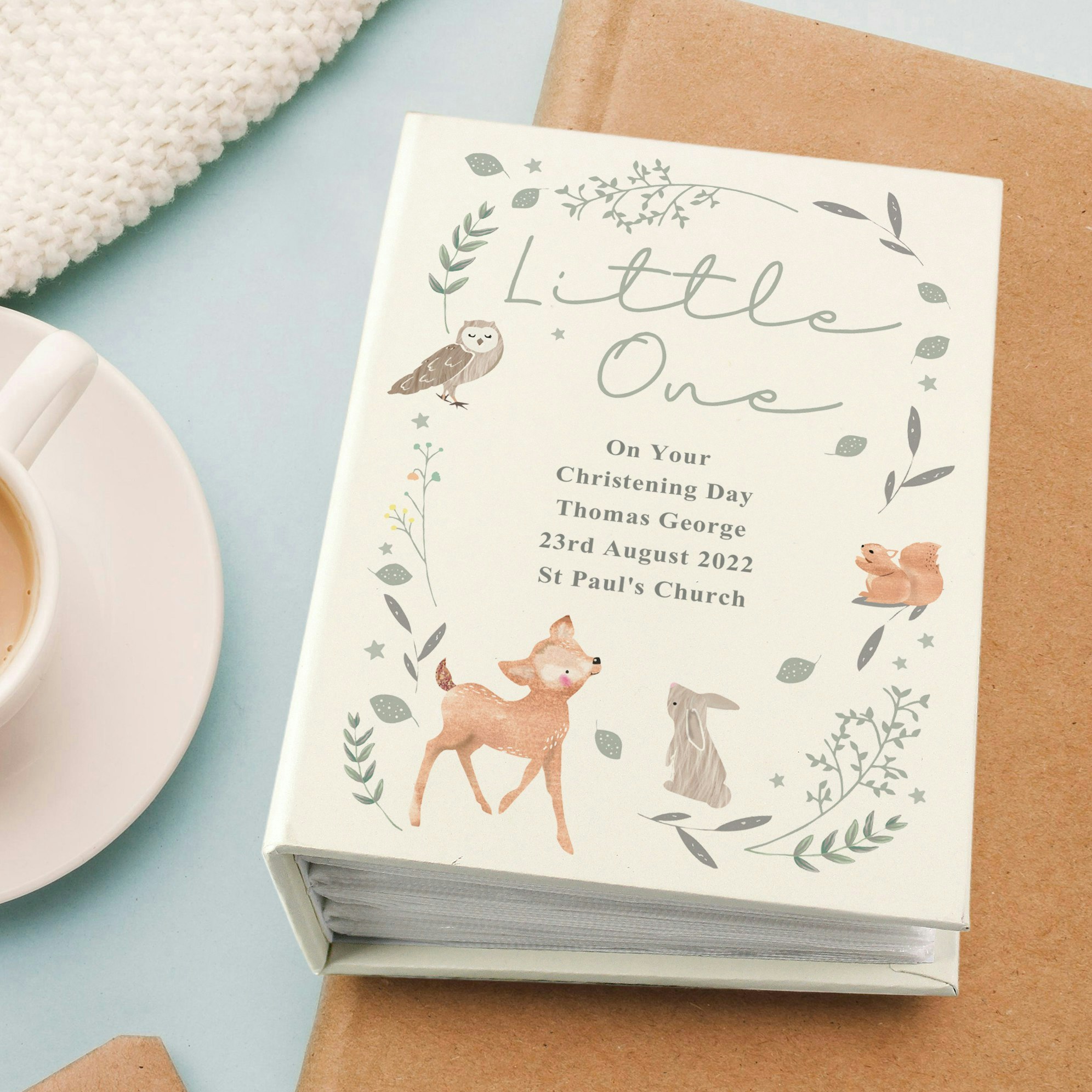 Personalised Memento Company Personalised Woodland Animals 6X4 Photo Album With Sleeves