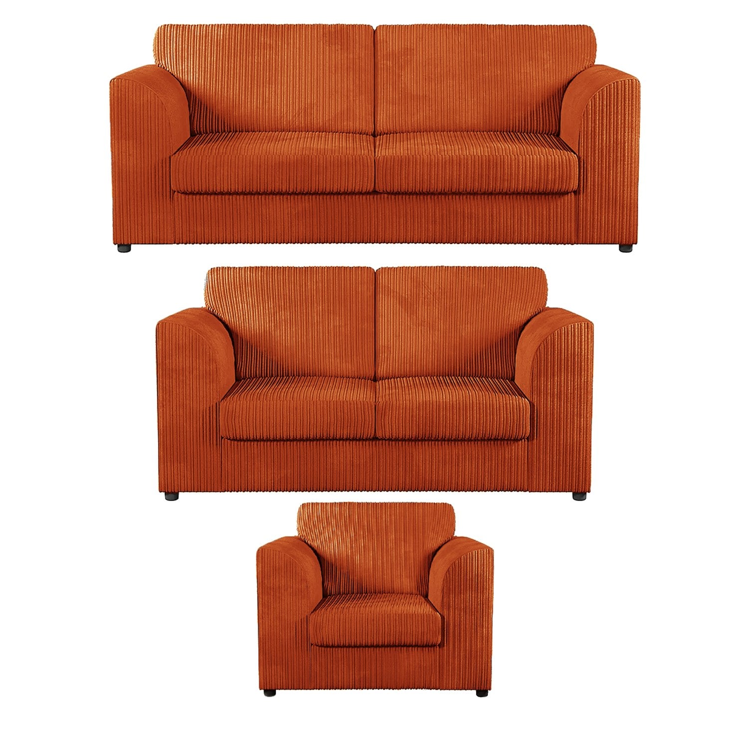 Furnishings For Less Orange Luxor Full Jumbo Cord 3 Piece Suite - Full Back