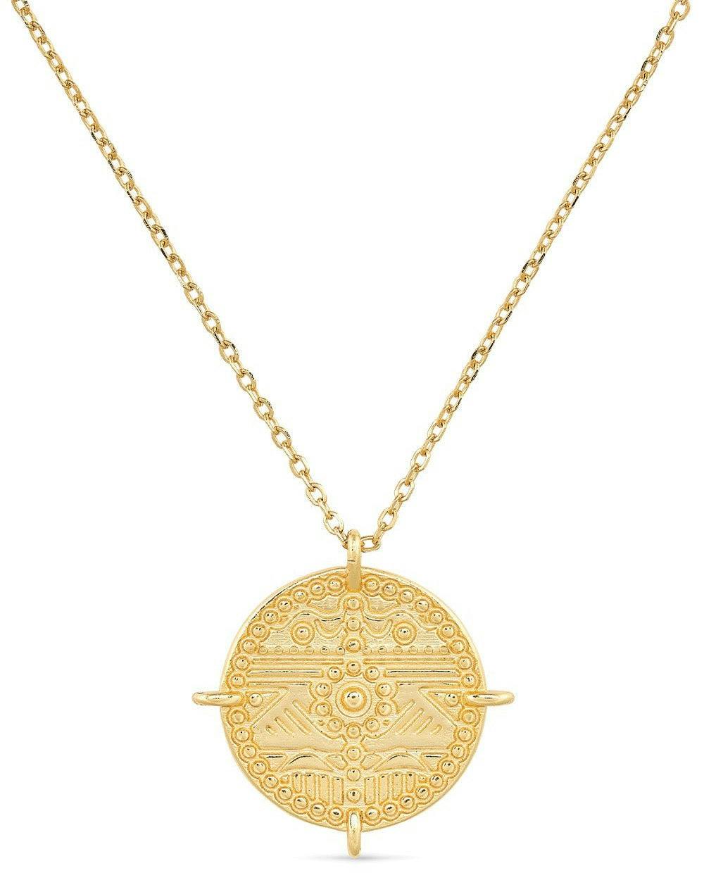Elk & Bloom Gold Chunky 18K Aztec Coin Medallion Necklace - Pendant Only - No Thank You