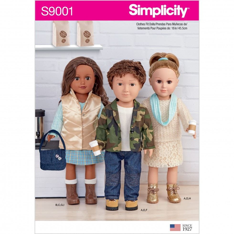 Simplicity Sewing Pattern 9001, Doll Clothes Os (One Size) - Intermediate - Os (One Size)