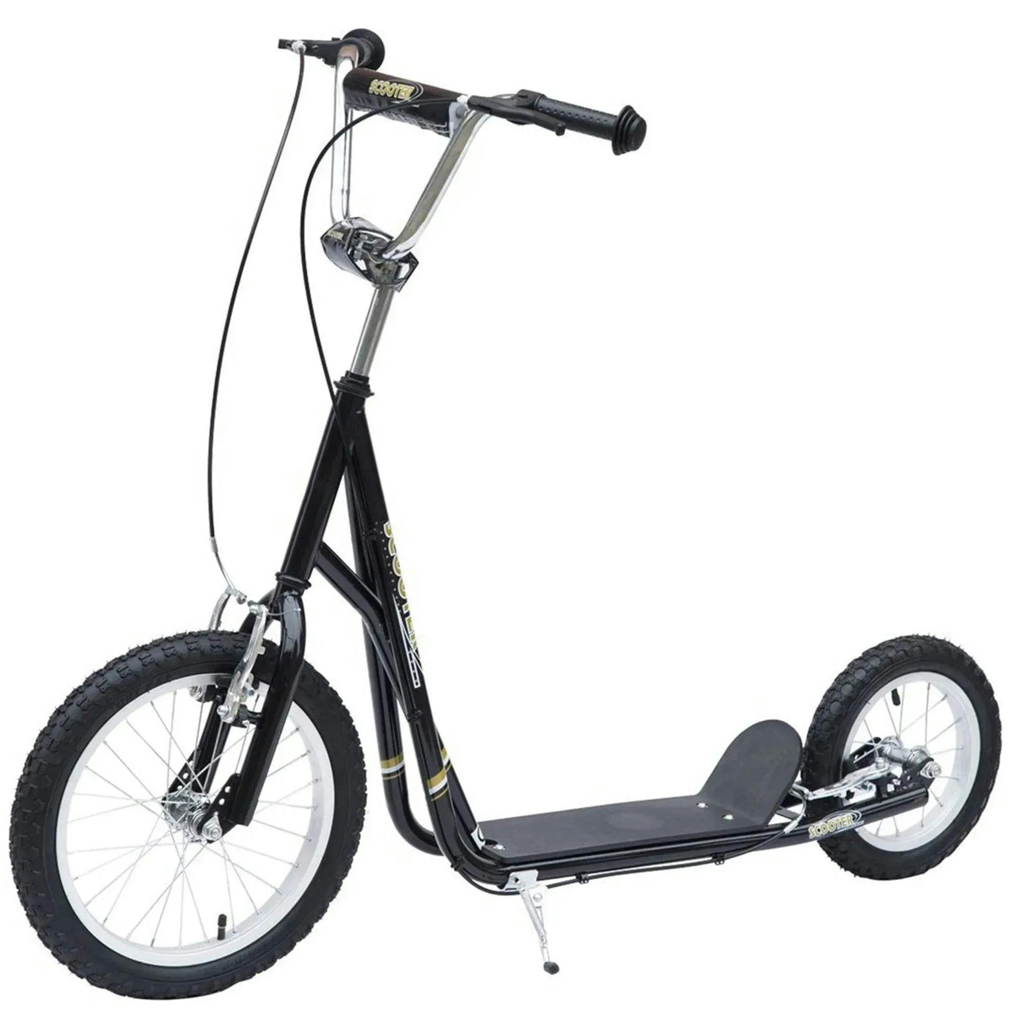 Homcom Teen Scooter Adjustable Height Dual Brakes Rubber Wheels Kickstand, Black - Image 6