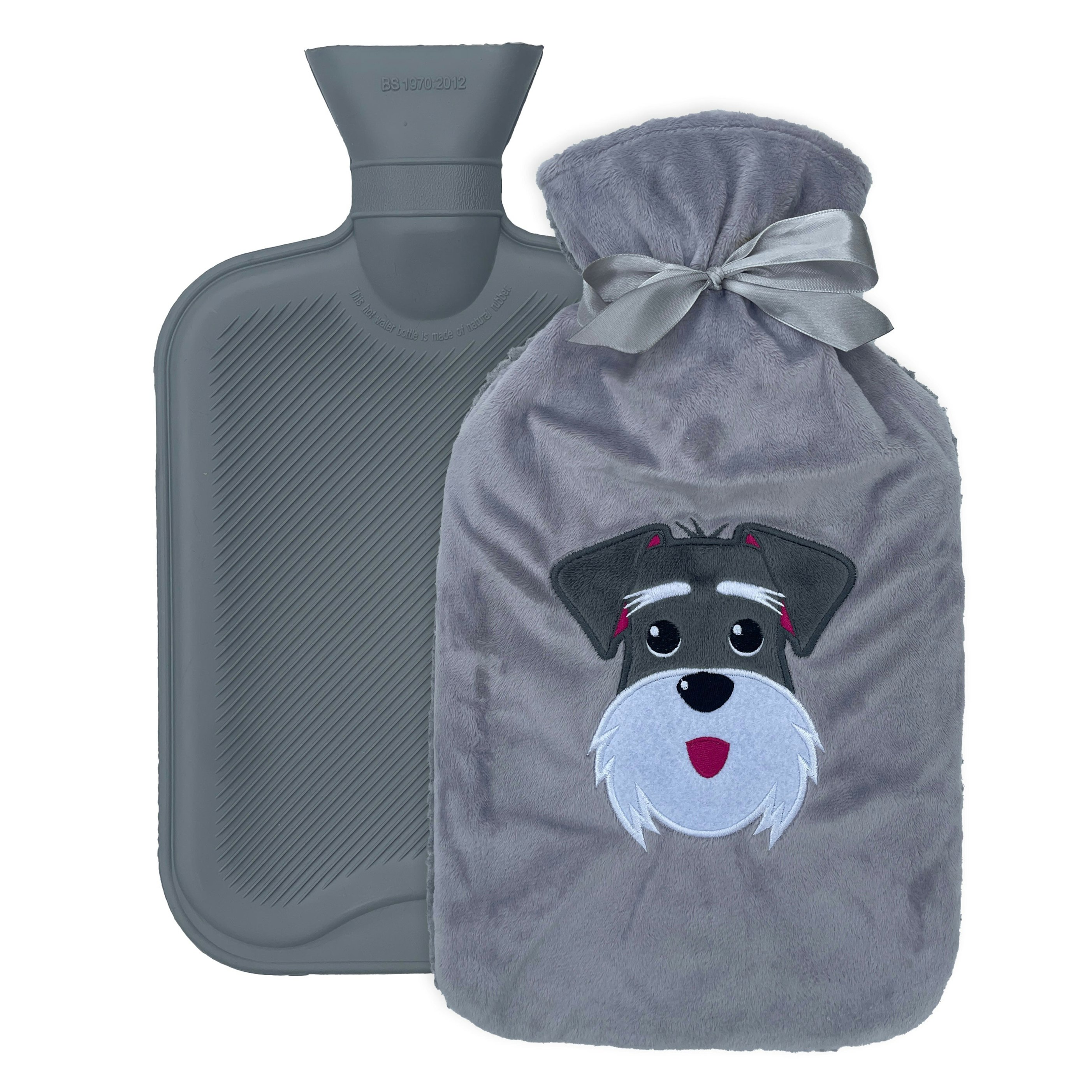 Chillipak Hot Water Bottle With Sherpa Fleece Cover - 2 Litre - Schnauzer
