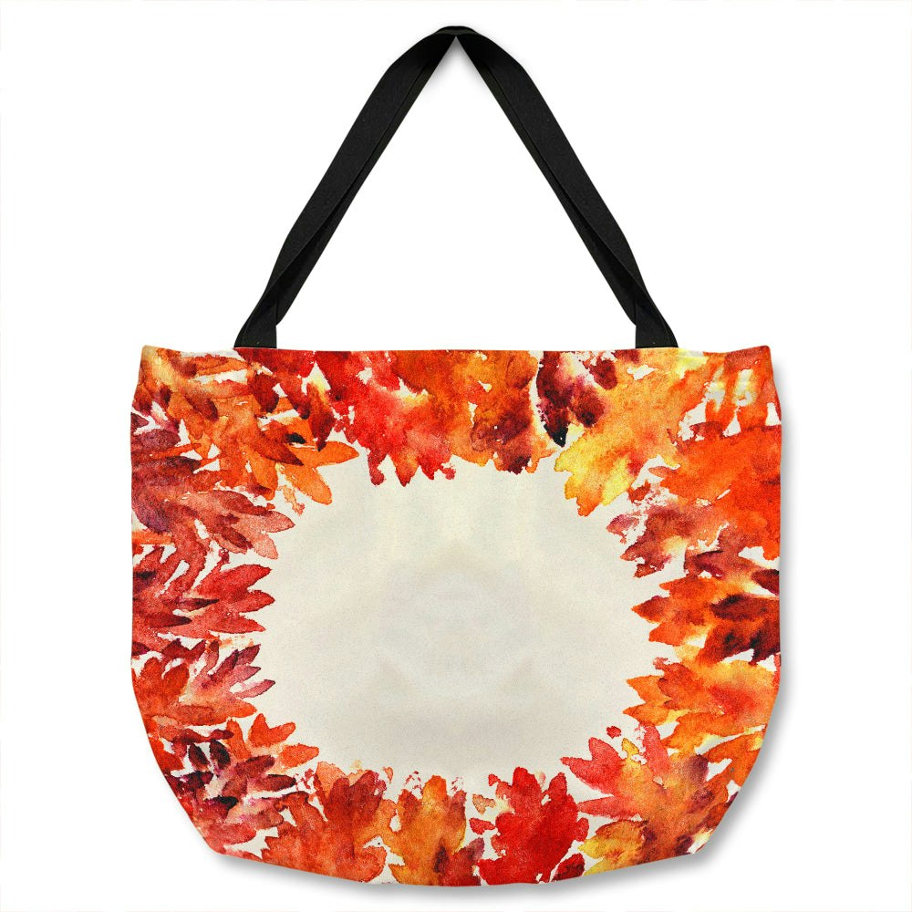 Benjamin Tate Design Circled Autumn Leaves Tote Bag