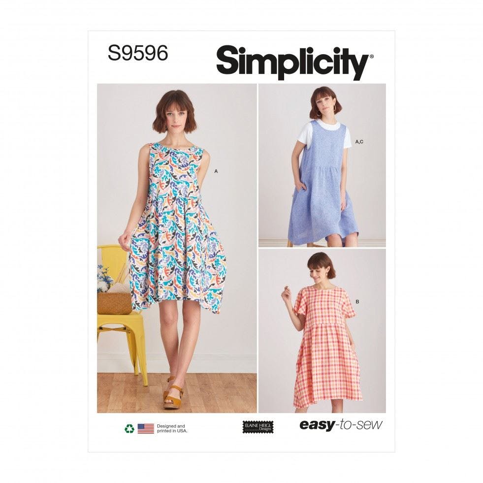 Simplicity Women's Sewing Pattern 9596, Dresses, Tops For A (Xs-S-M-L-Xl) - Easy - A (Xs-S-M-L-Xl)