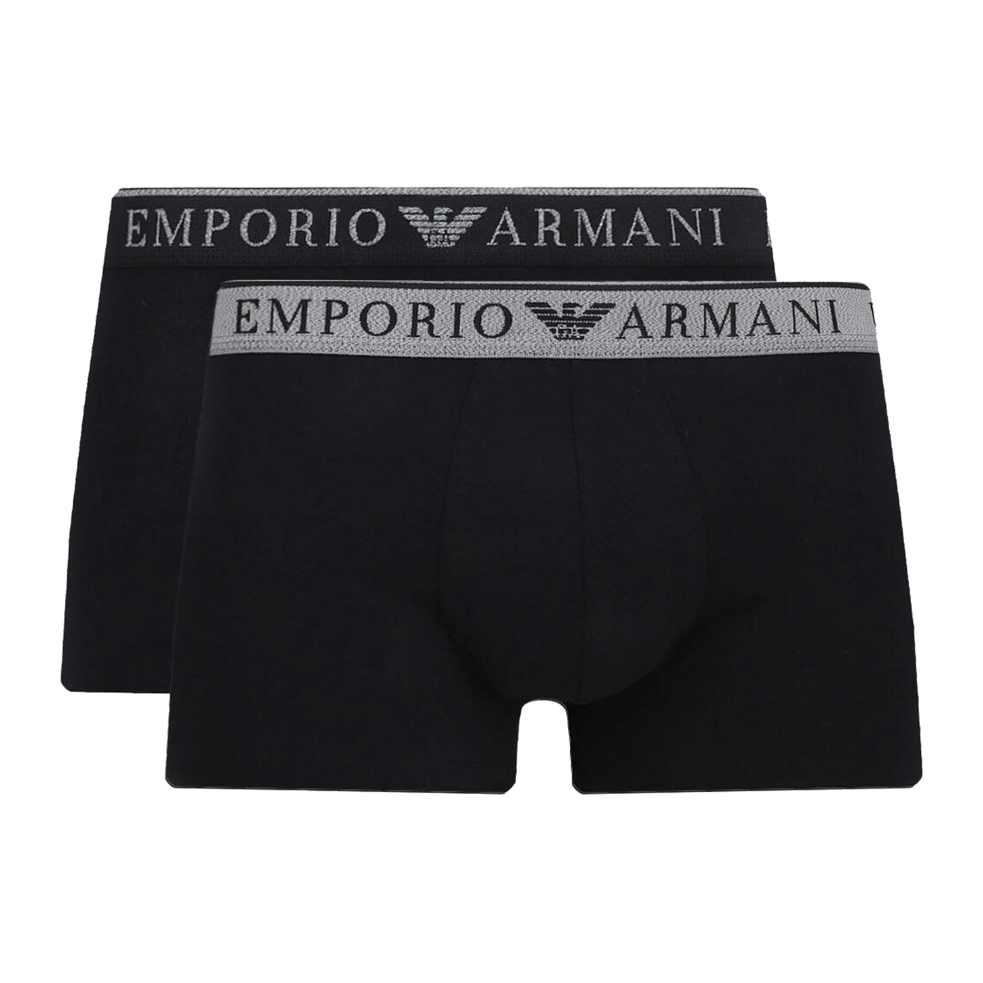 Emporio Armani Black Stretch Cotton Endurance Logo 2 Pack Trunks - Medium