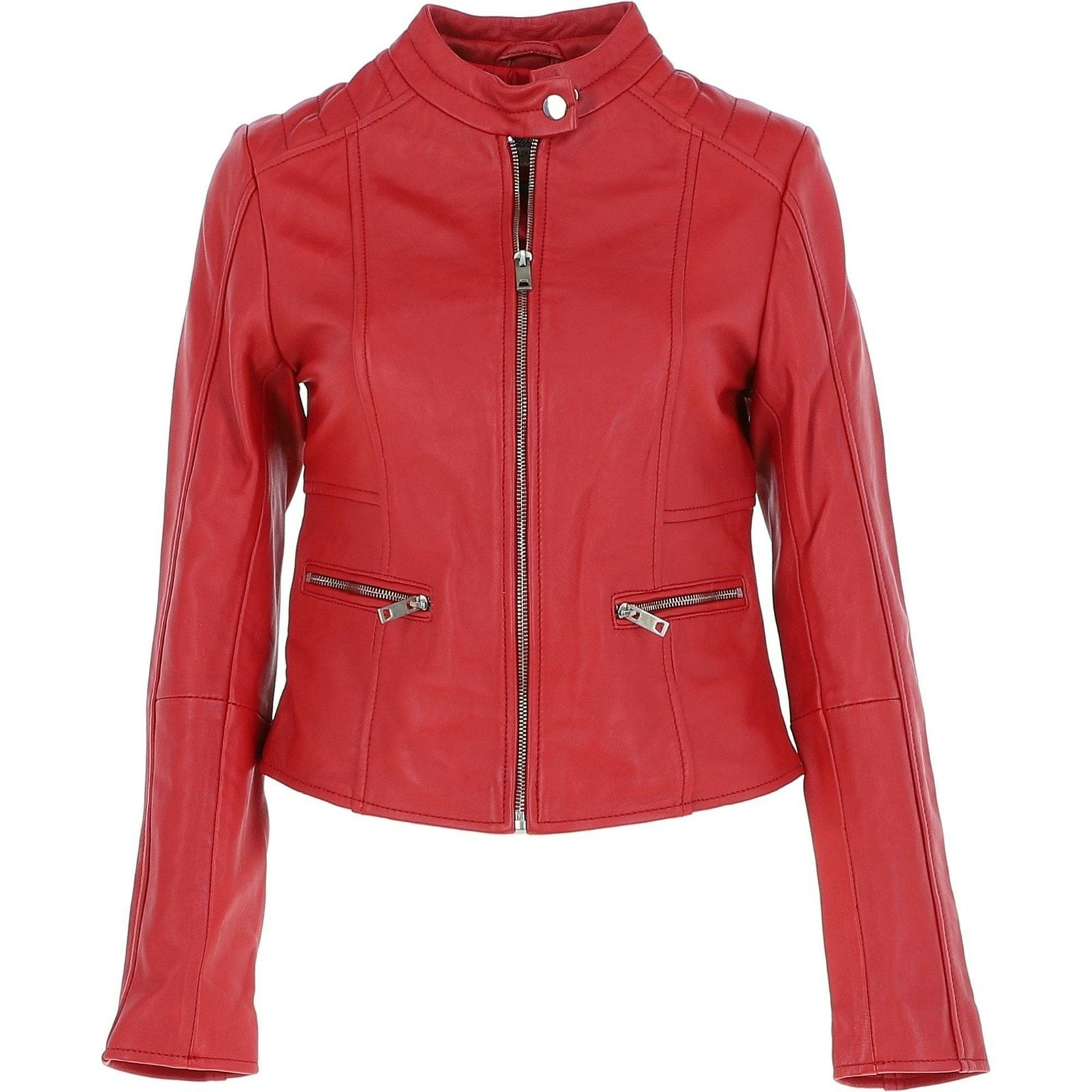 Ashwood Red 'Serefina' Real Leather Biker Jacket - Size 20