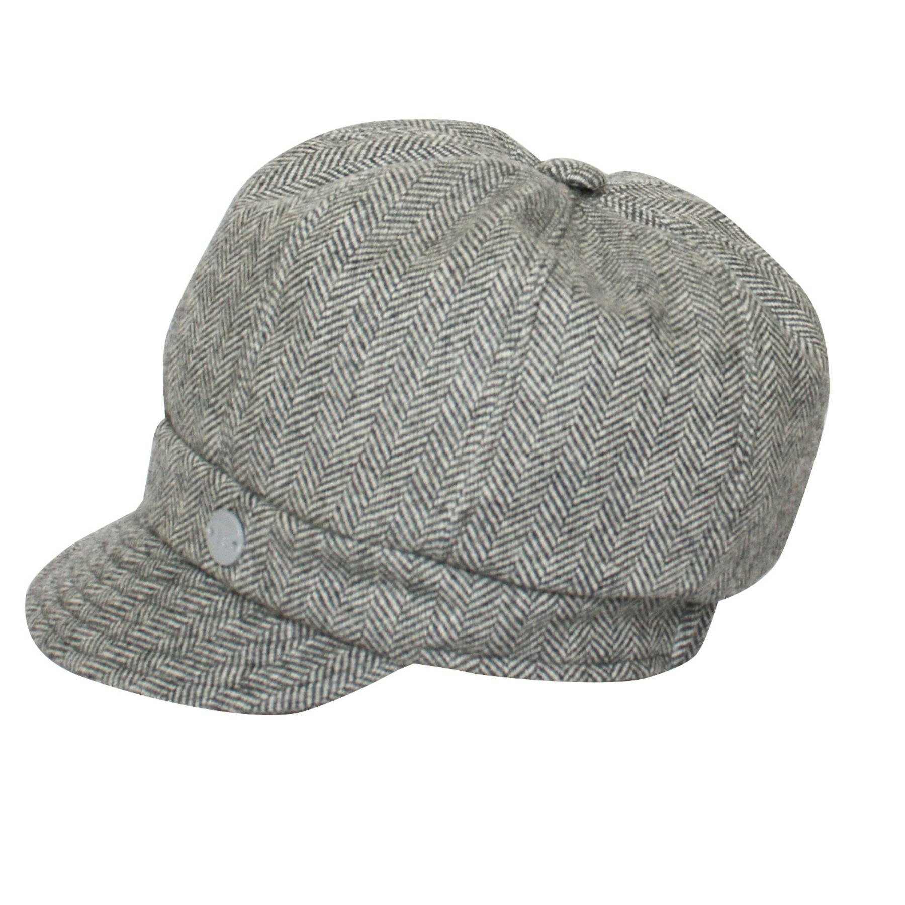 Earth Squared Women's Grey Tweed Hat – Wool Blend Baker Boy / Gatsby Style