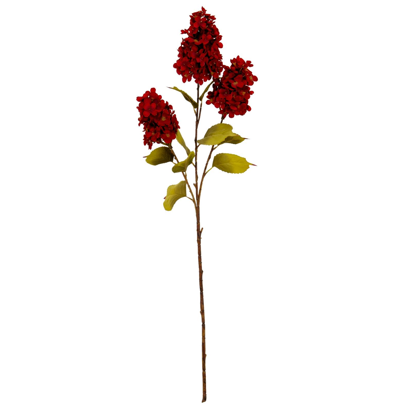 Hill Interiors Red/Green Spear Hydrangea Artificial Flower Spray - One Size
