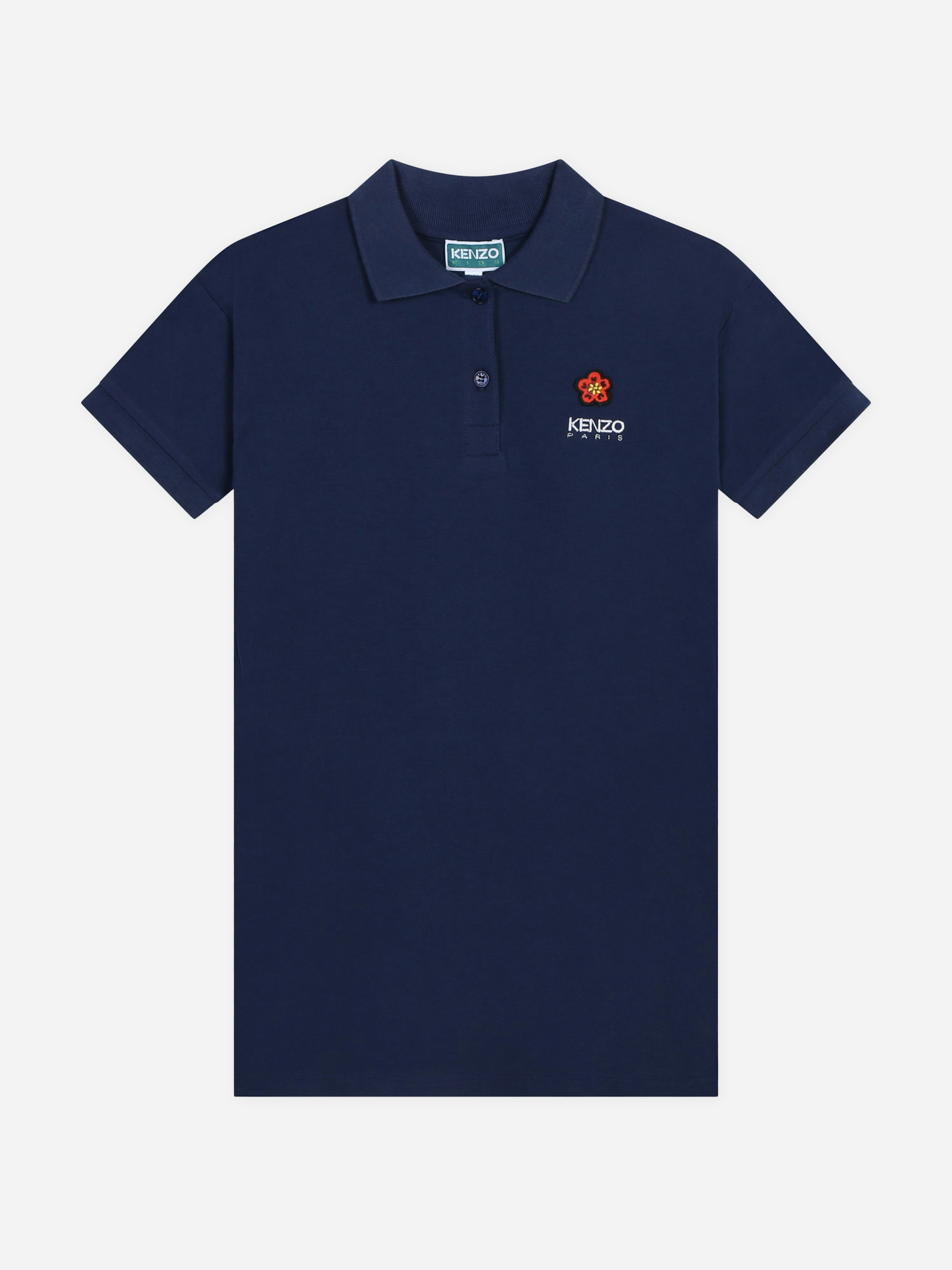 Kenzo Kids Girls Blue Kenzo Boke Flower Polo Dress In Navy - 8 Yrs