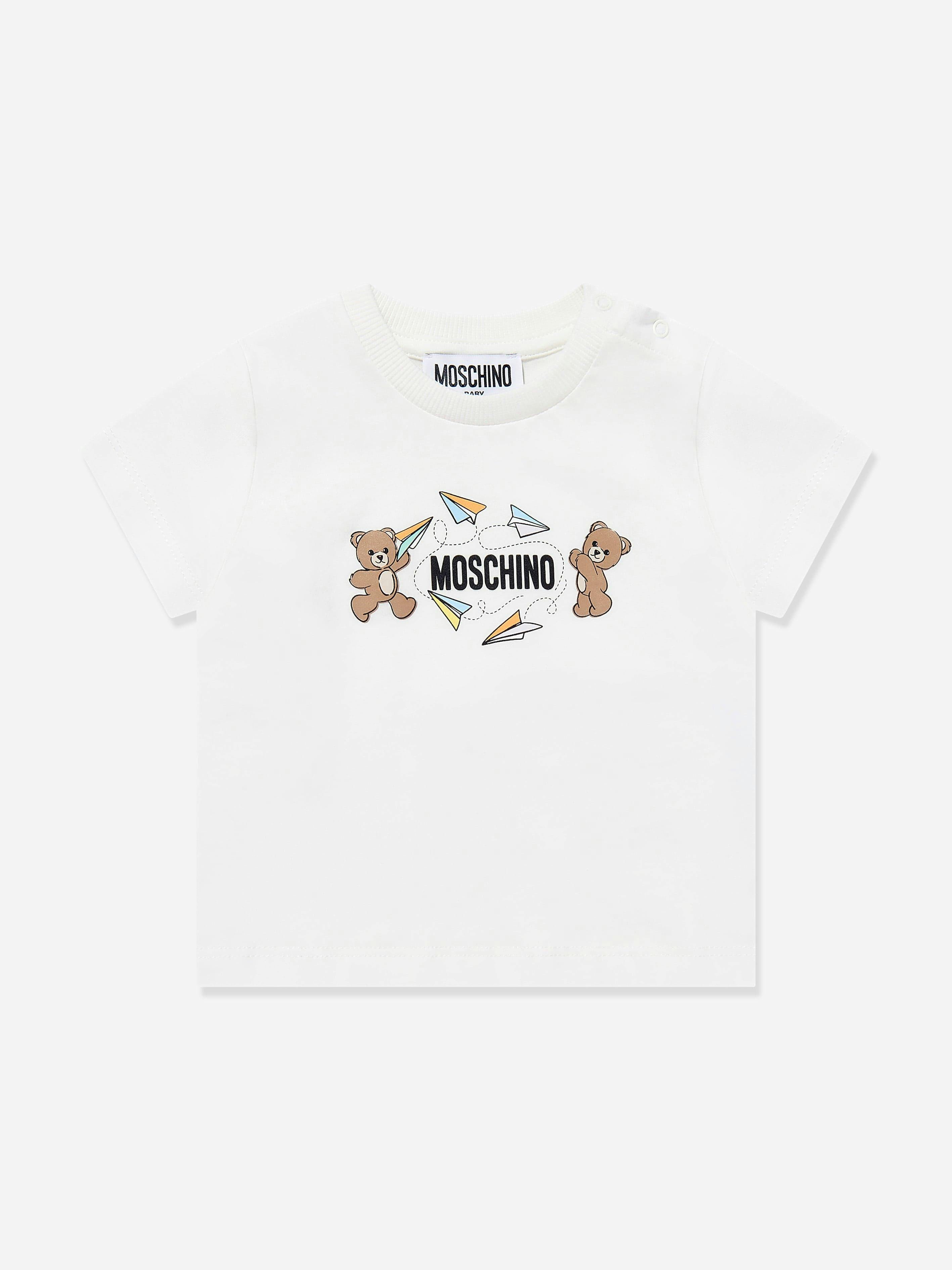 Moschino Kids Ivory Moschino Baby Teddy Bear Logo T-Shirt In - 6 9 Mths