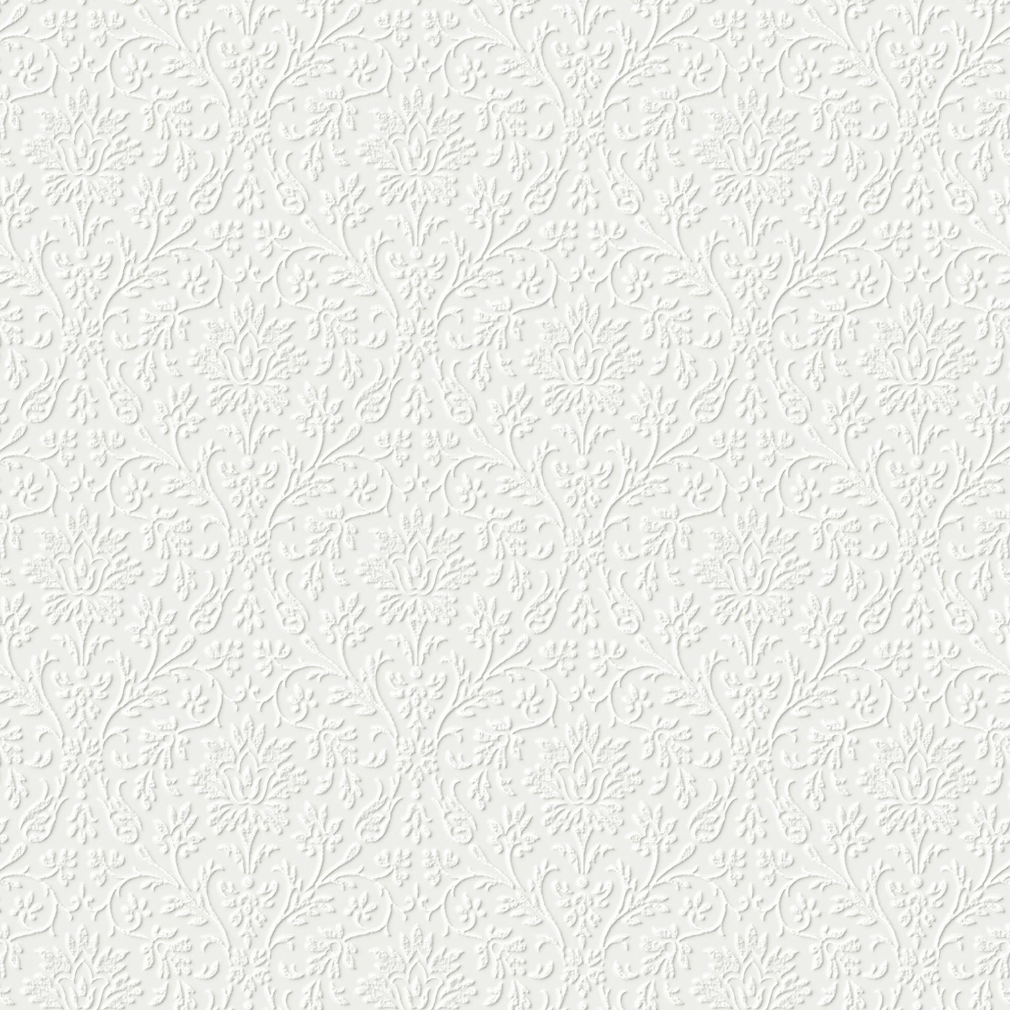 Laura Ashley White Annecy Paintable Wallpaper - 10M