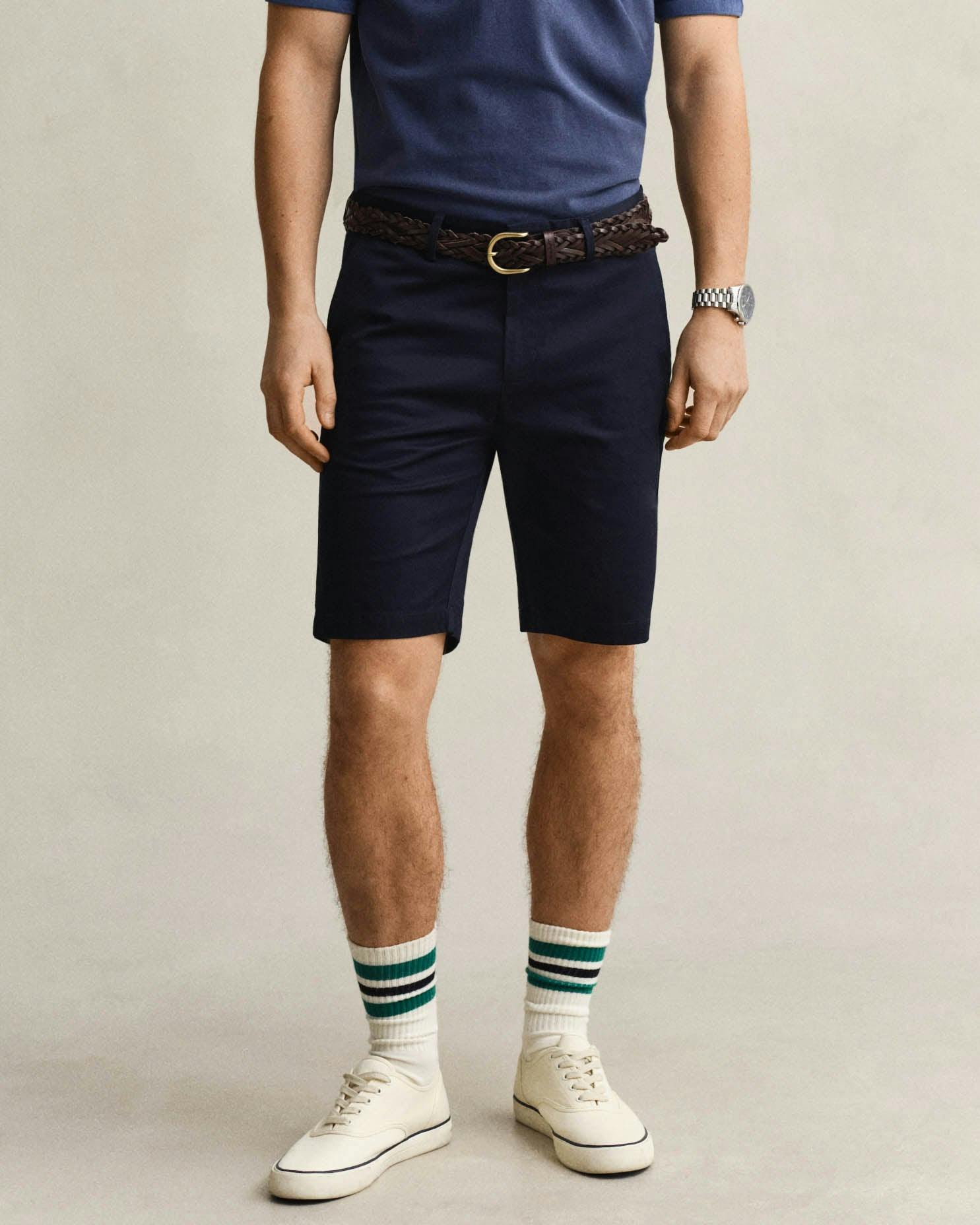 Gant Men's Blue Slim Fit Sports Chino Shorts - 433 Evening - 433 Evening - W38