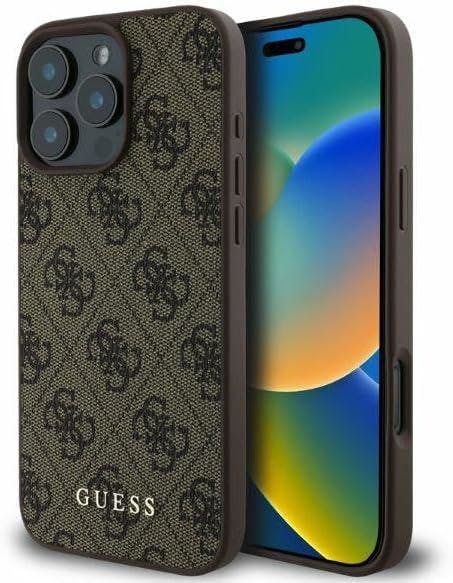 Guess Brown Leather 4G Classic Logo Hardcase With Magsafe For Iphone 16 Pro 6.3" - Guhcp16lg4gfbr