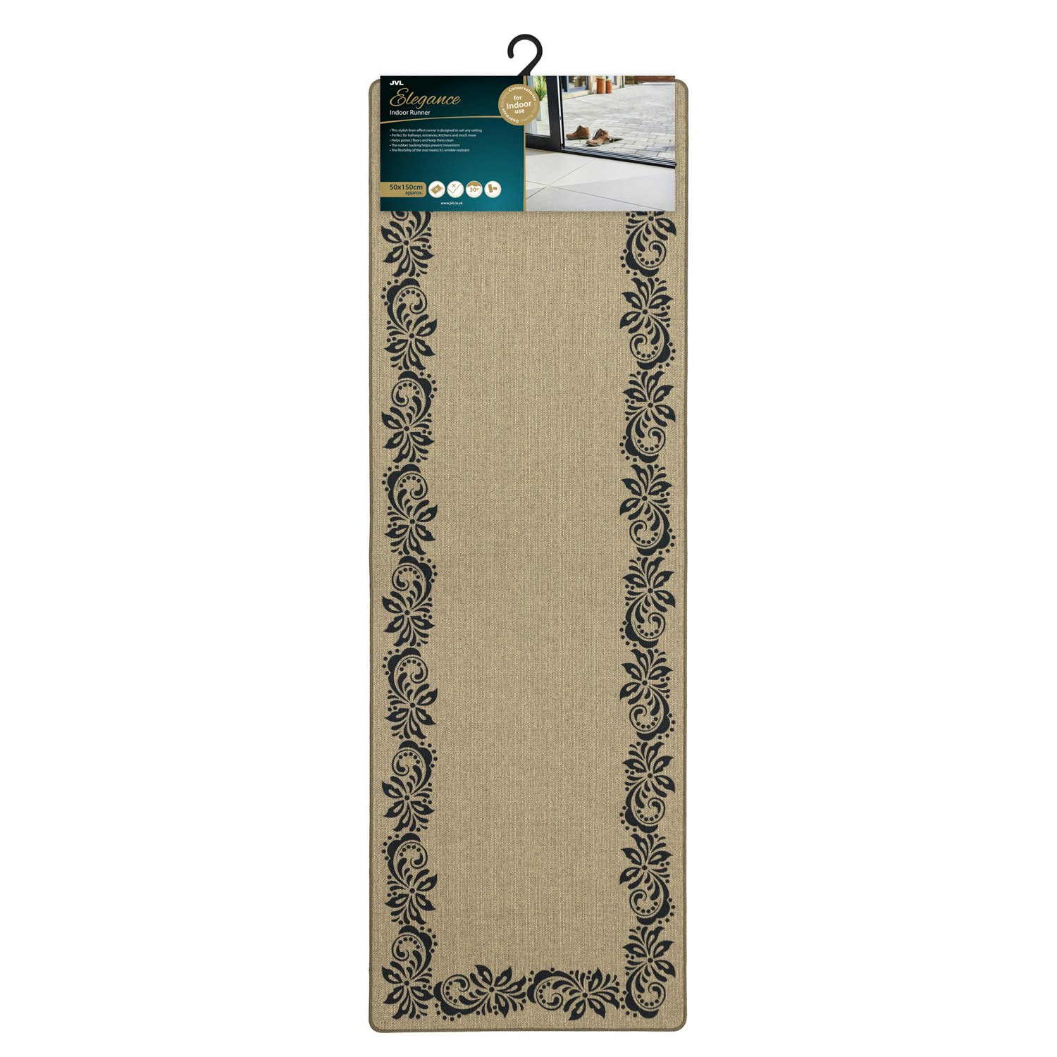 Rackhams Elegance Machine Washable Entrance Runner Doormat, 50X150cm - Scroll