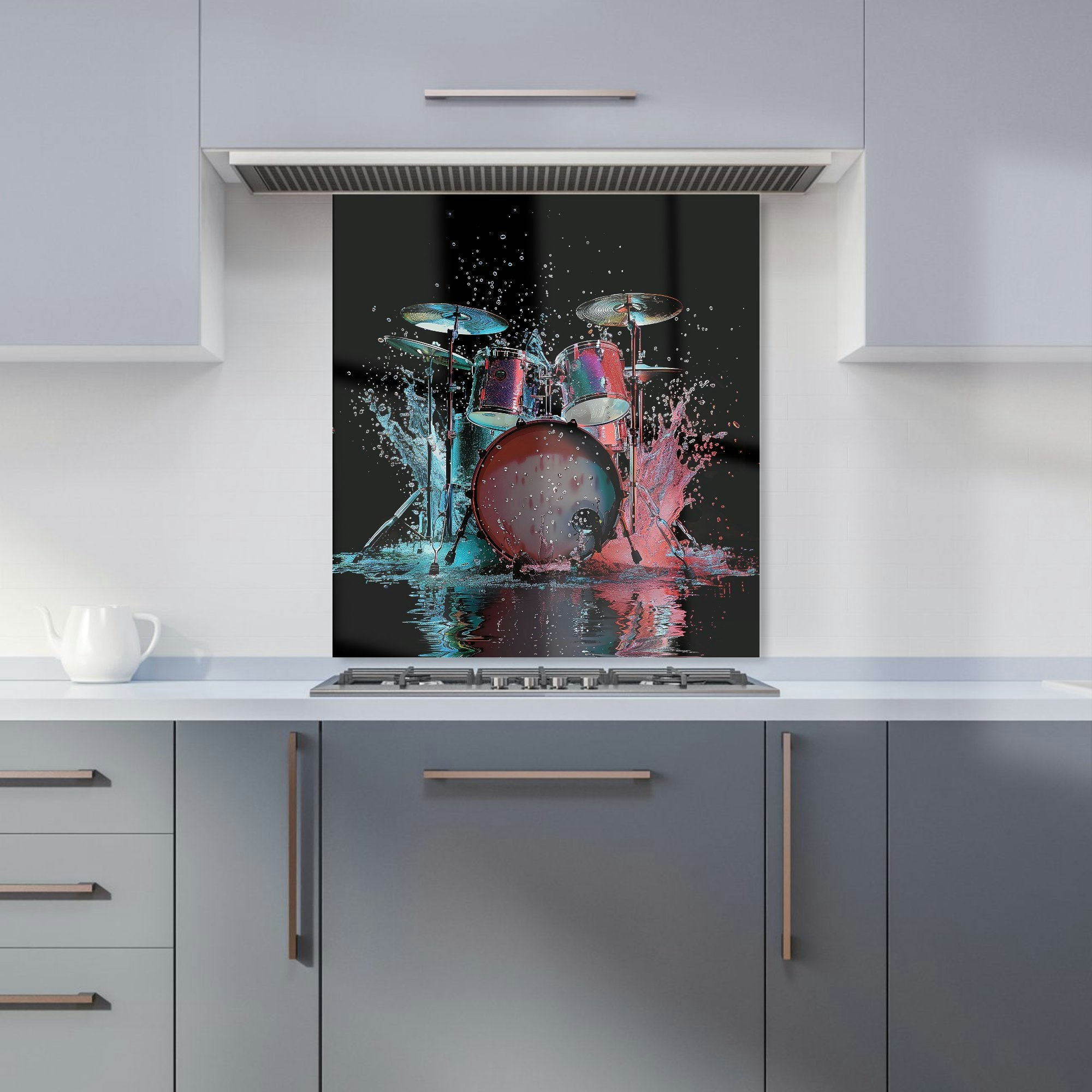 Warren Reed - Designer Rhythm In Splashing Drums Kitchen Splashback - W600mm X H650mm