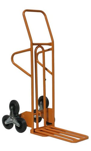 Rackhams Yellow Heavy Duty Stair Climber Sack Truck, Steel Frame, 3 Linked Wheels, Folding Toe Plate - 200Kg Capacity