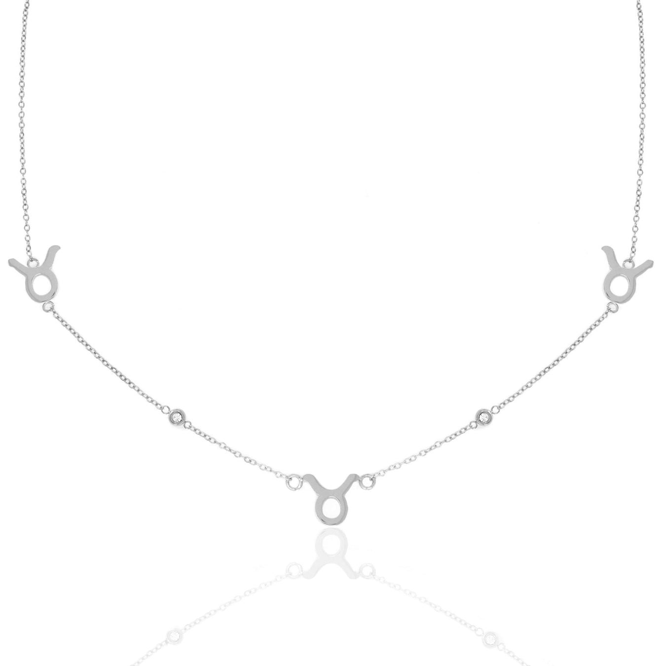 Say It With Silver/Yellow/Gold Taurus Necklace With Cz Stones - Plated