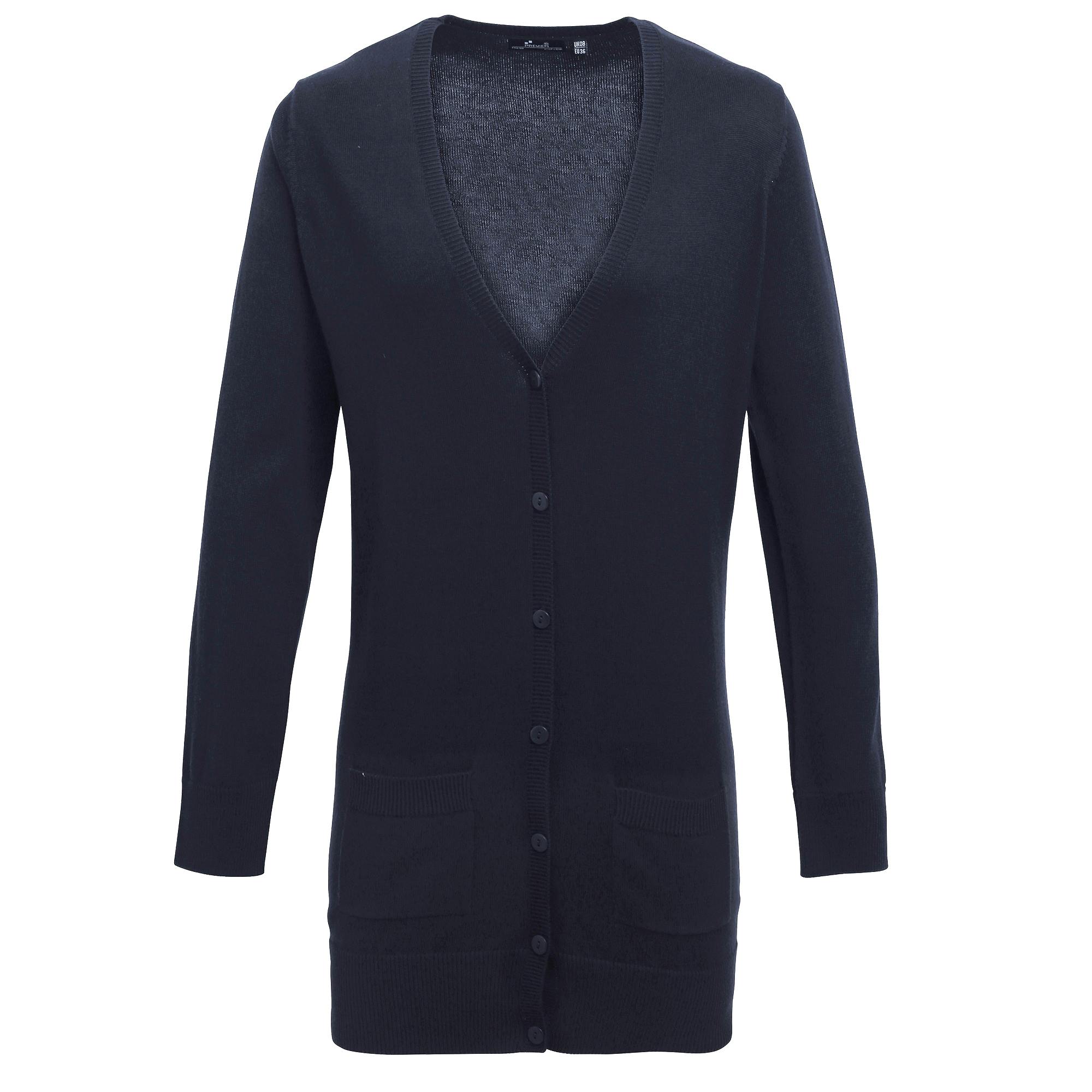 Premier Women's Navy Longline V Neck Knitted Cardigan In | Size: 24 - Image 3