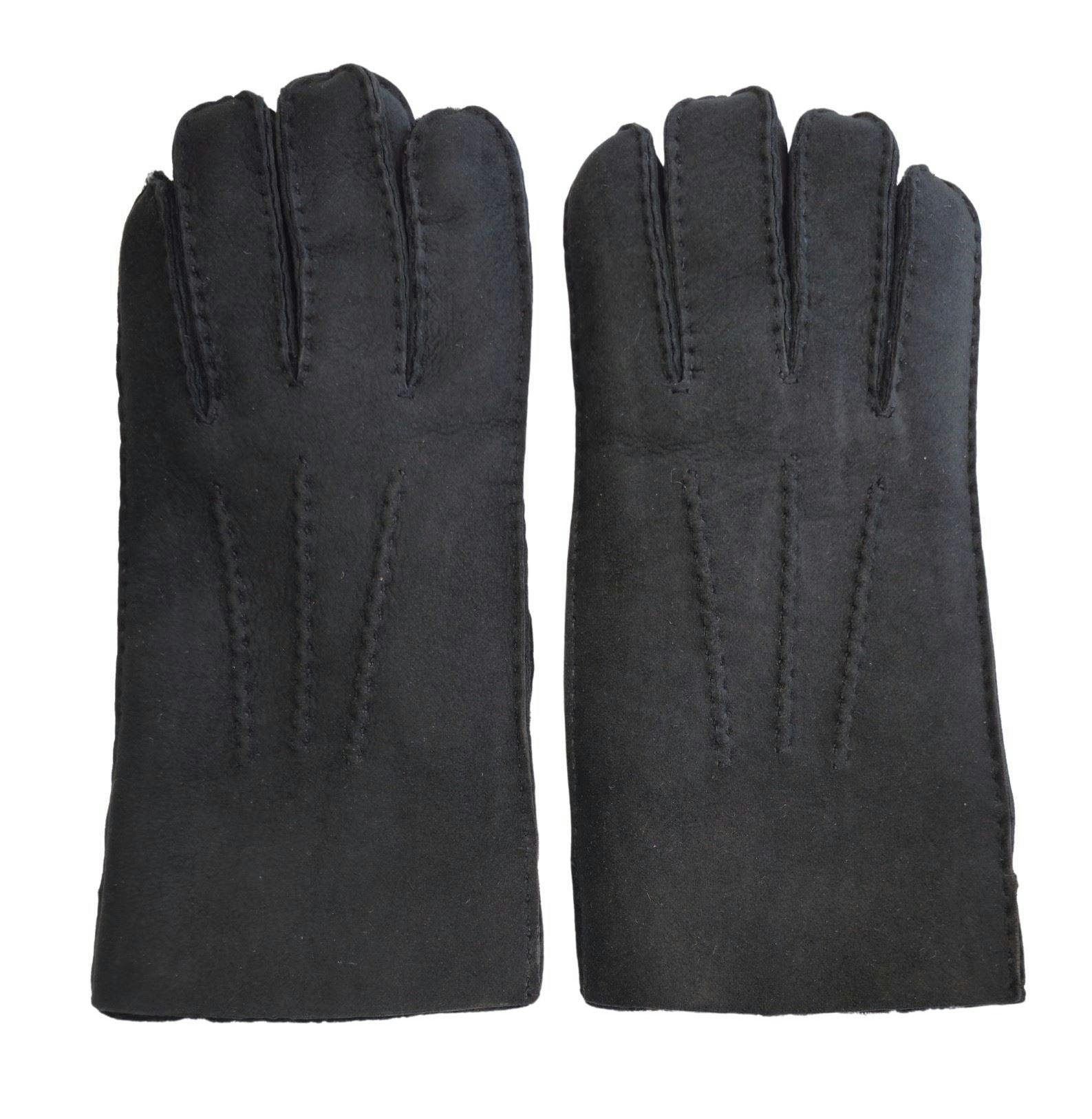 Infinity Leather Men's Black Luxury Sheepskin Suede Leather Gloves - M