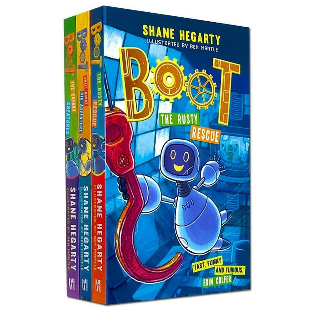 Ben Mantle Green Boot Series By Shane Hegarty Small Robot-Big Adventure, The Rusty Rescue, The Creaky Creatures