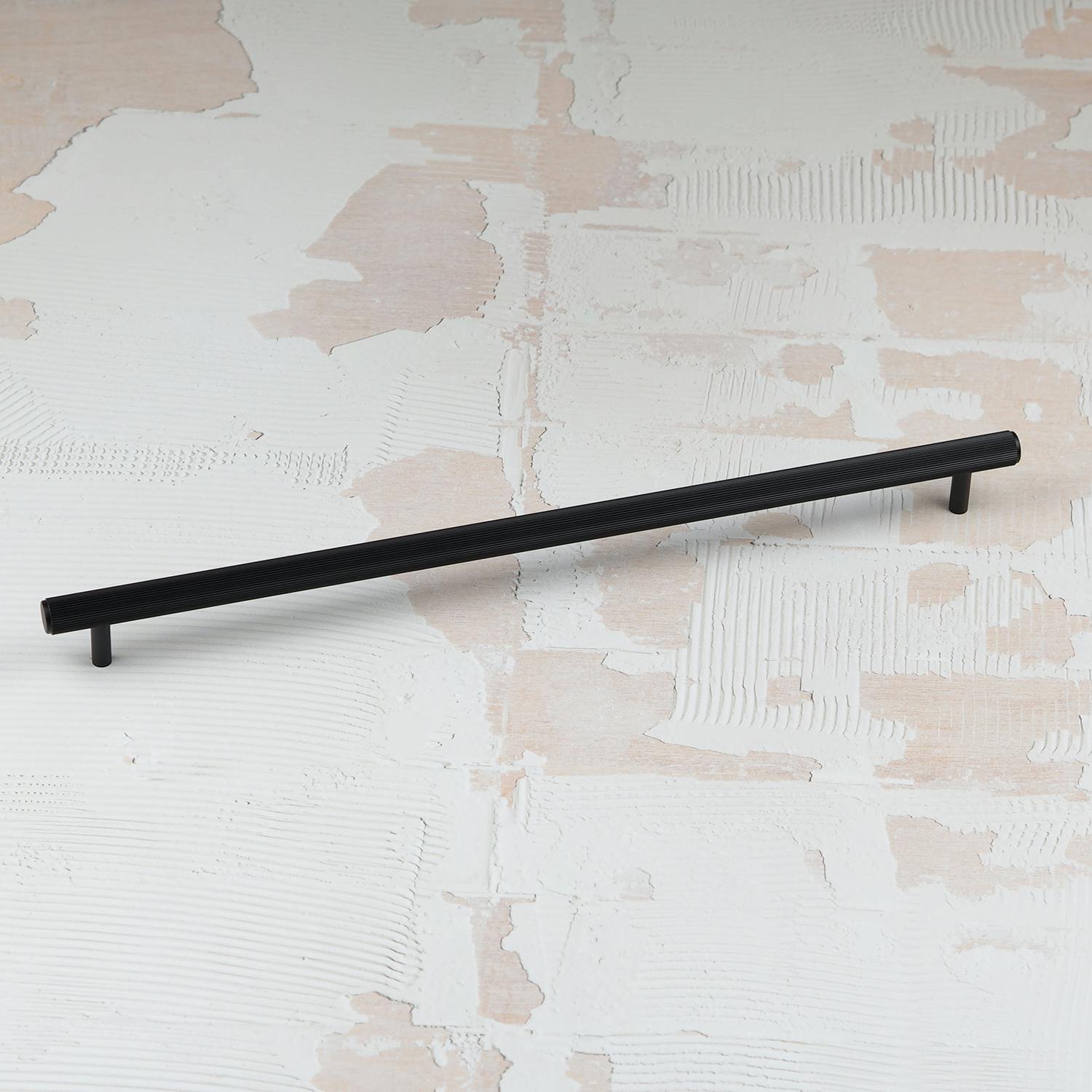 Rackhams Black Matt Reeded Handles - 320Mm Handle
