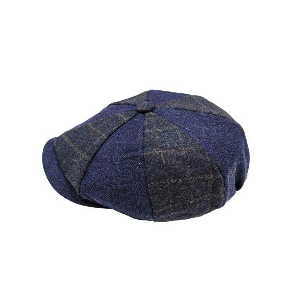 Heritage Traditions Unisex Black Tweed Patchwork Newsboy Cap - Navy