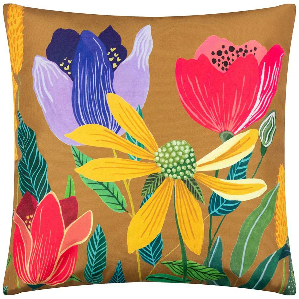 Wylder Nature House Of Bloom Celandine Outdoor Cushion Cover - Saffron - 43Cm X 43Cm - Saffron - 100% Polyester