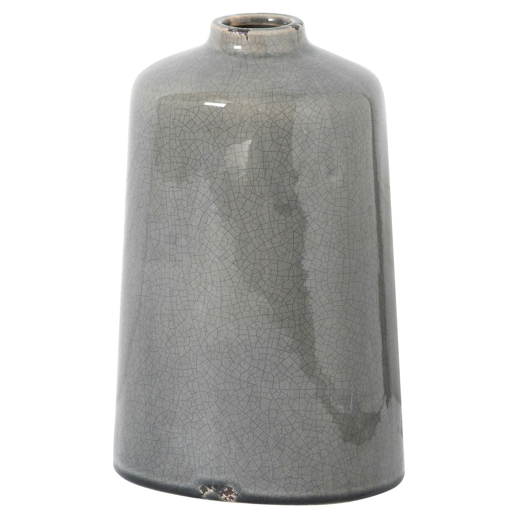 Hill Interiors Grey Garda Liv Glazed Vase - 28Cm X 18Cm X 18Cm - 100% Mixed