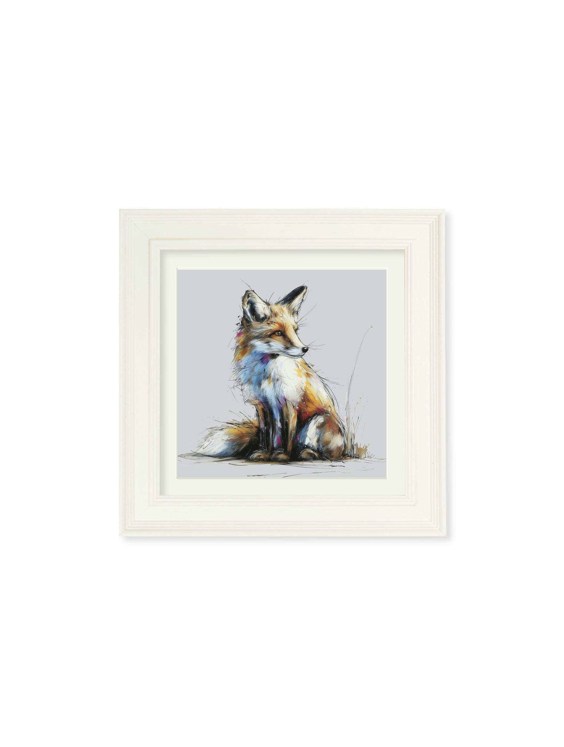 Rackhams Cream Little Fox Cosy Sketch - Hurstwood Square Frame - Little Fox Cosy Sketch - 44 X 44 Cm