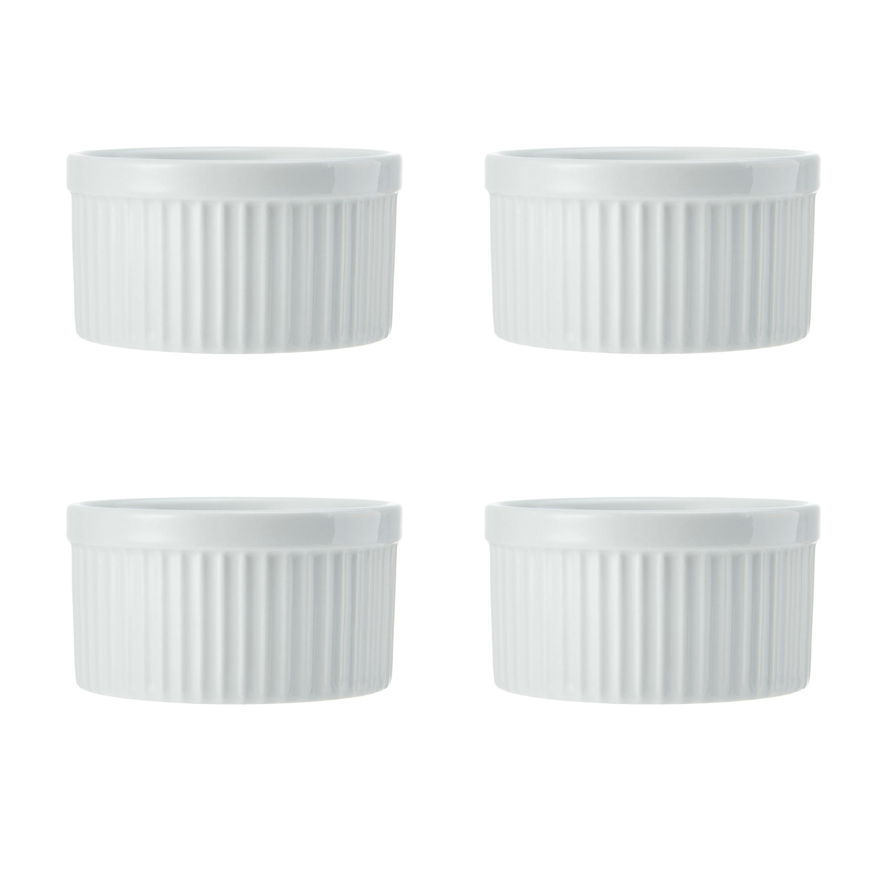 Rackhams White Chalk Porcelain Ramekins, Set Of 4, 9.5Cm, - Porcelain - Ramekin