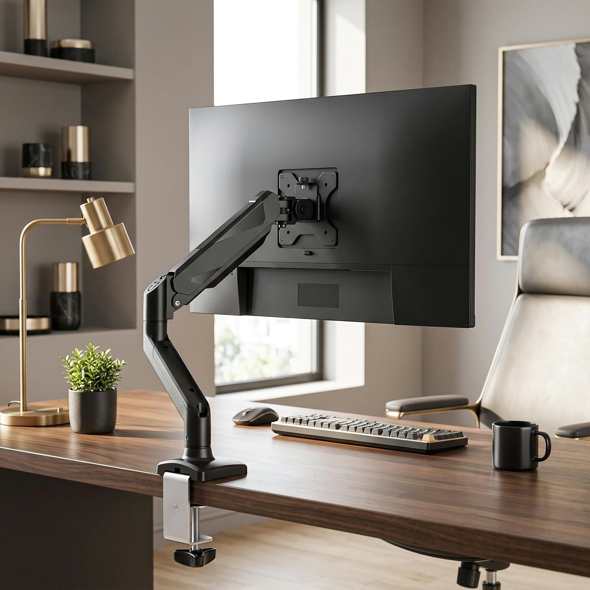 Homcom Black Monitor Stand Up To 32", Height Adjustable,
