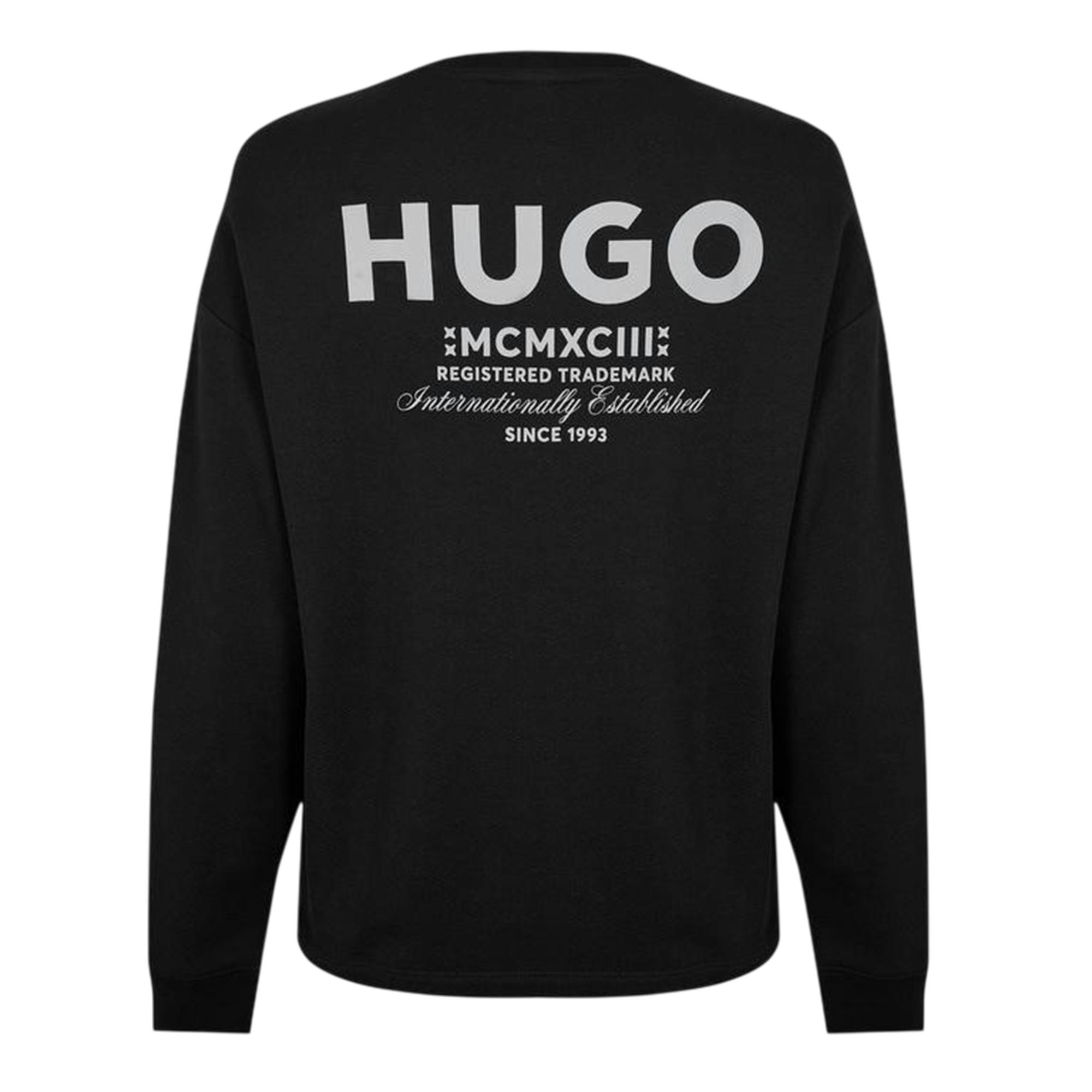 Hugo Men's Black/White Logo Sweatshirt - L - 100% Cotton