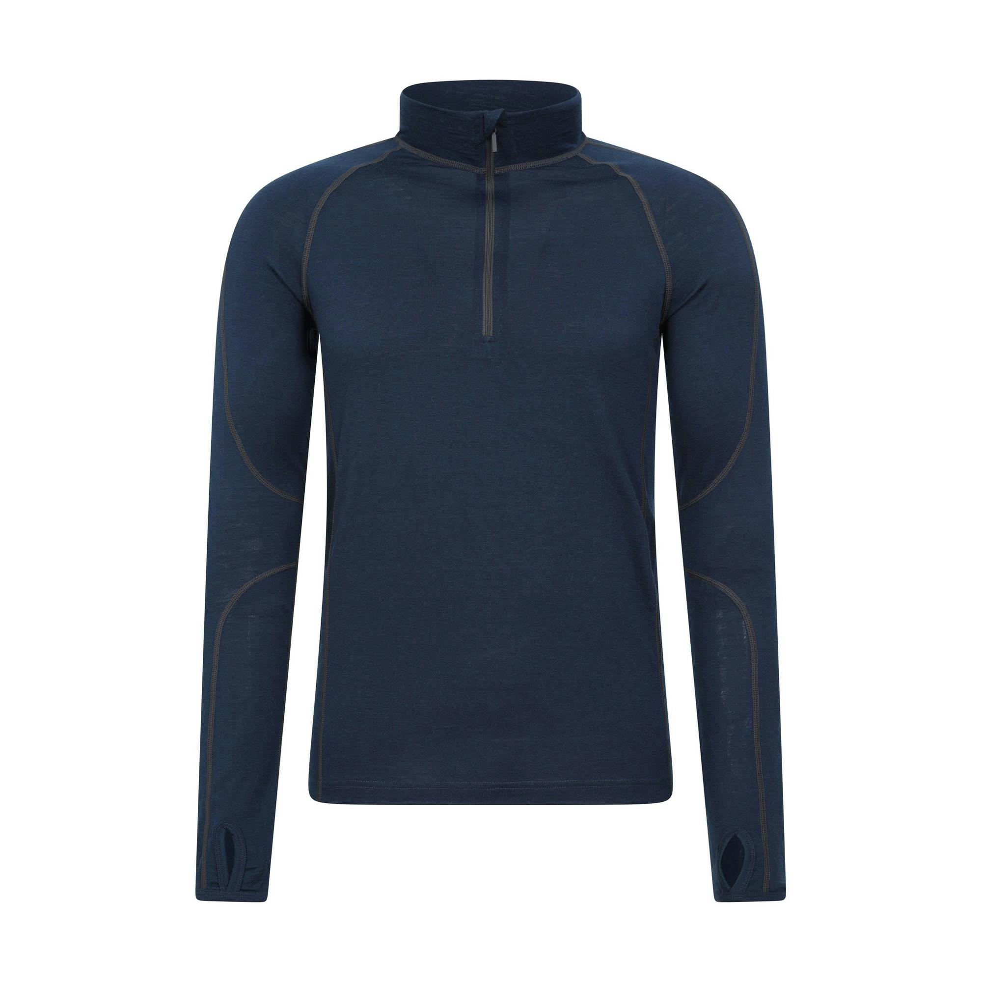 Mountain Warehouse Men's Dark/Blue Asgard Iii Merino Wool Thermal Top - Xs - 80% Merino Wool/20% Polyester