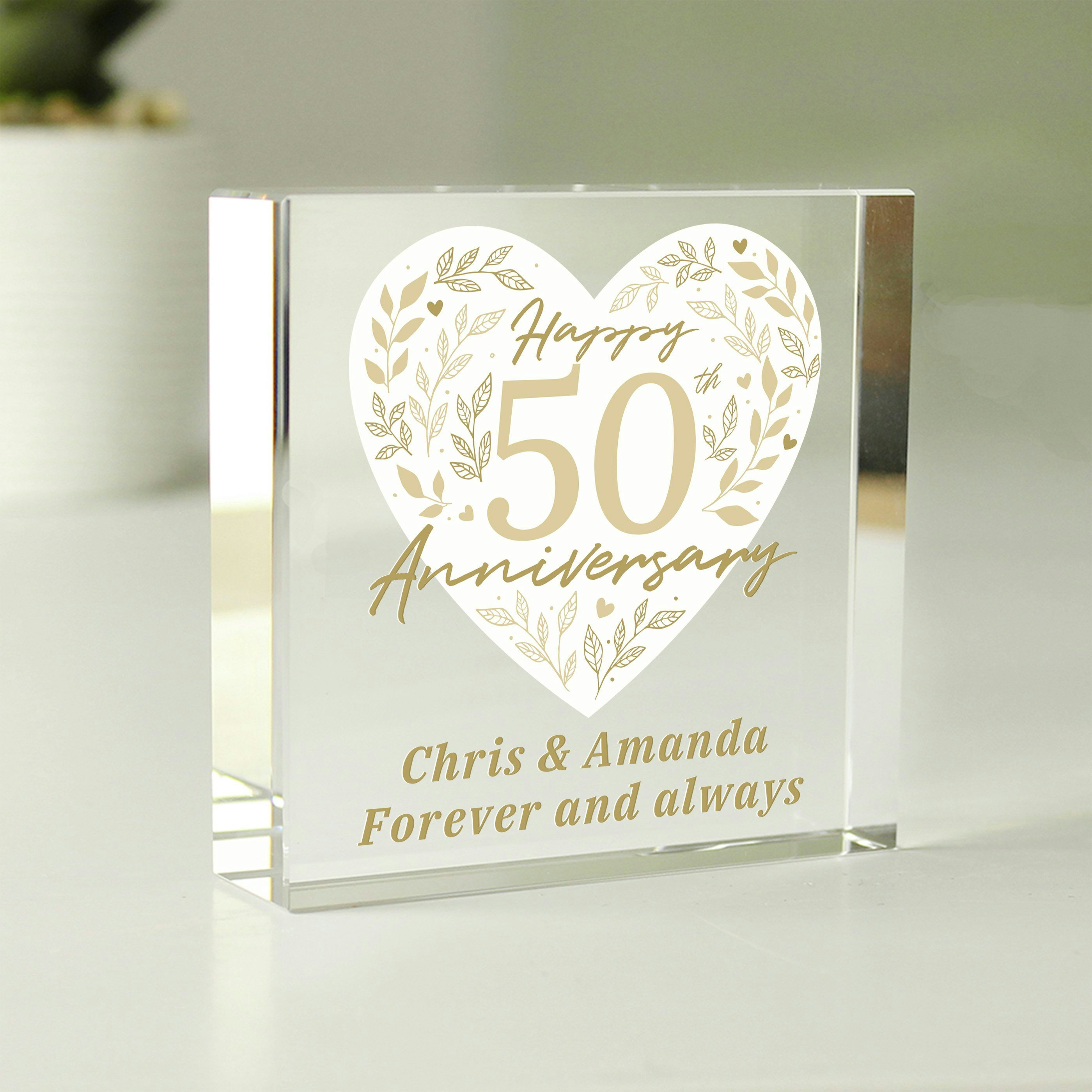 Rackhams Golden Personalised 50Th Wedding Anniversary Crystal Token